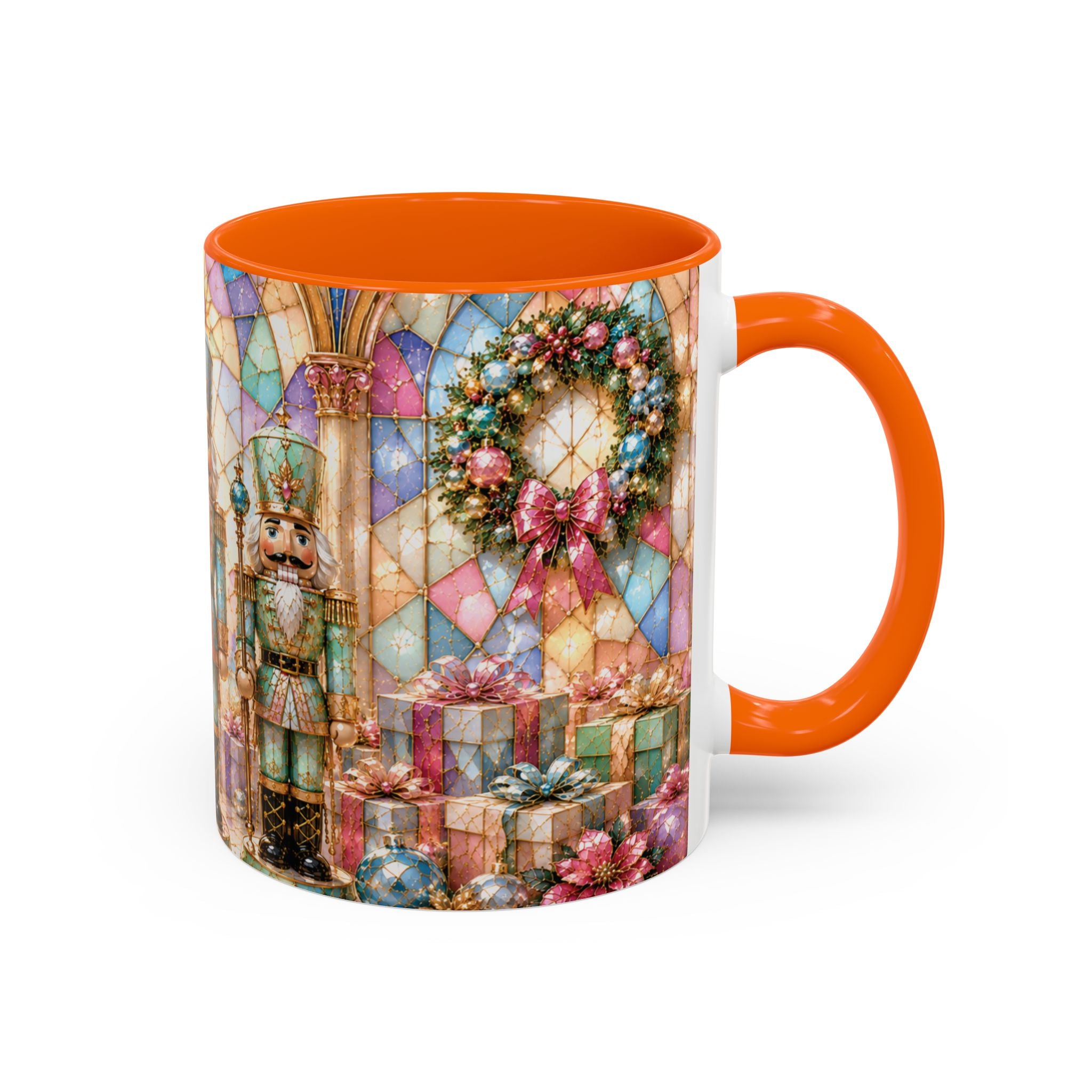 Nutcracker Christmas Coffee Mug – Festive Stained-Glass Holiday Accent Cup (11/15oz) Gift for Her