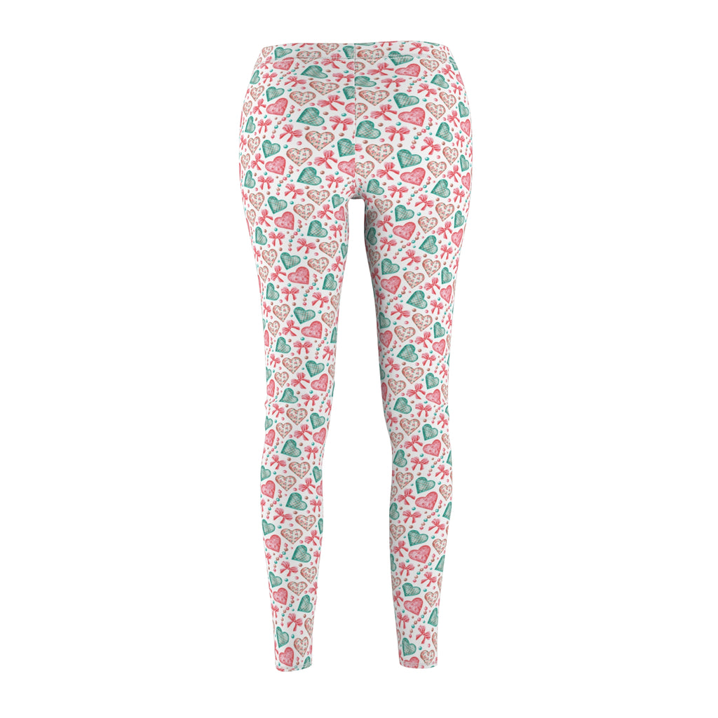 Cute Mint & Pink Hearts Leggings for Women – Comfy, Trendy & Perfect for Valentine’s Day, Yoga, Gym, or Everyday Wear Available in Plus Sizes