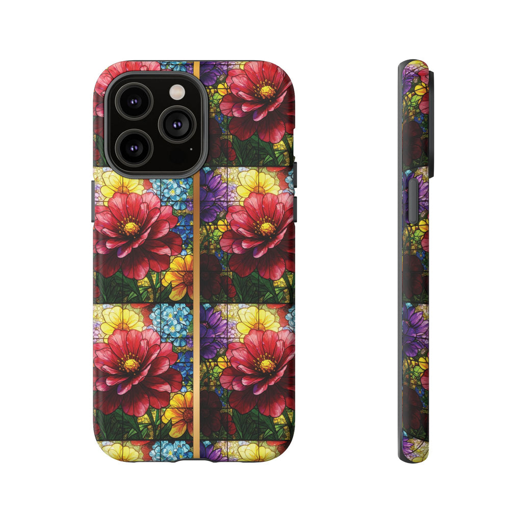 Stained Glass Illusion Floral Phone Case  3D Colorful Flower Design, Protective Christian Gift, Fits iPhone, Samsung, Google Pixel