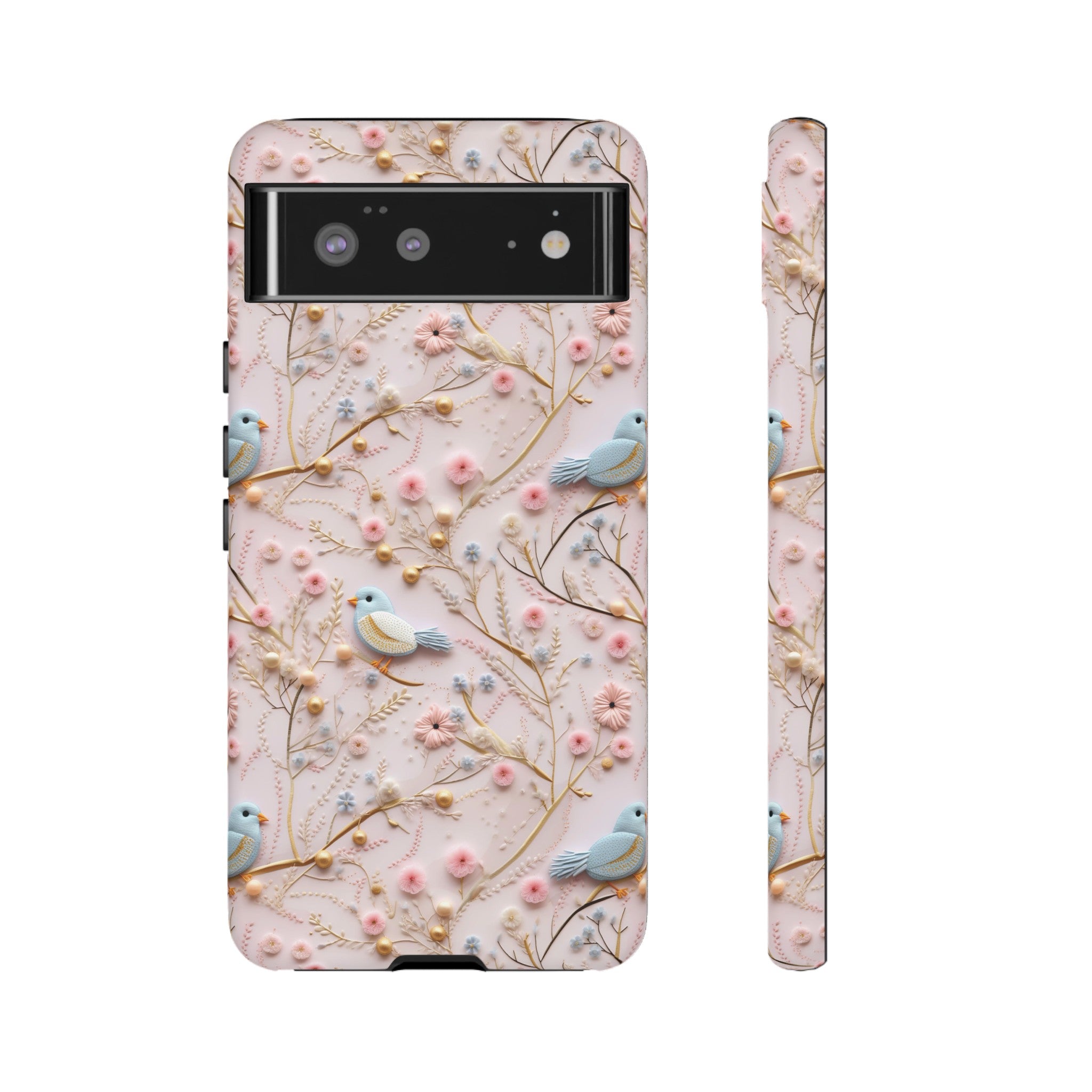 3D Birds Elegant Faux Flowers Phone Case Stylish & Durable for iPhone Samsung Gift iPhone 15, 14, 13 Samsung Pixel Gift for Mom Accessory Gift for Her