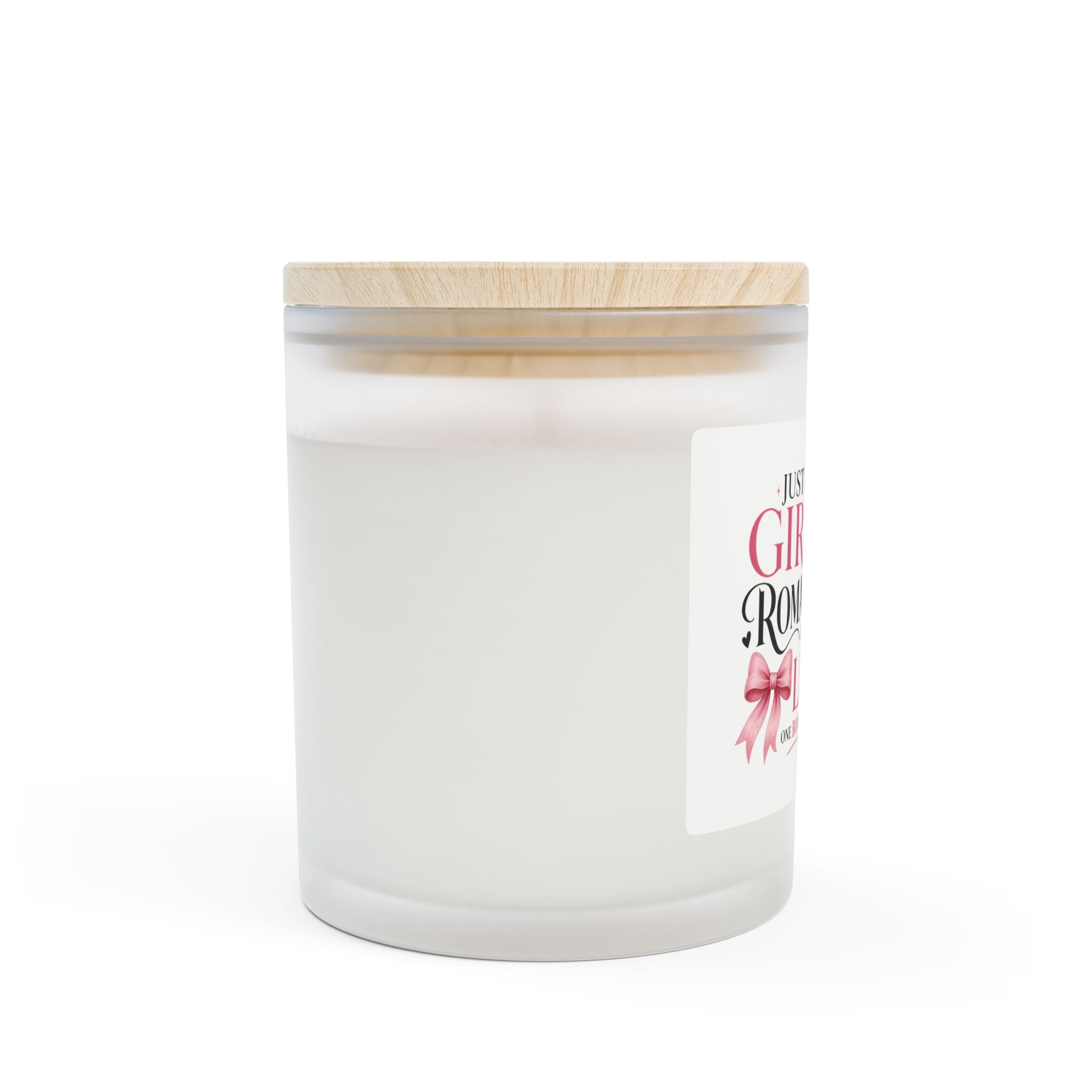 Romanticizes Her Life Candle — Frosted Glass 11oz ("Just a Girl Who Romanticizes her Life One Book at a Time")