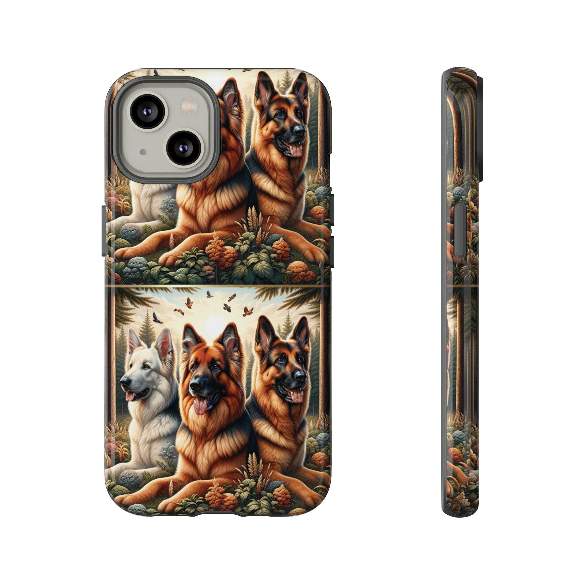 German Shepherd Phone Tough Case Floral Elegant Durable Dog Lover Devices iPhone 15, Samsung iPhone Samsung Accessory Gift for Her.