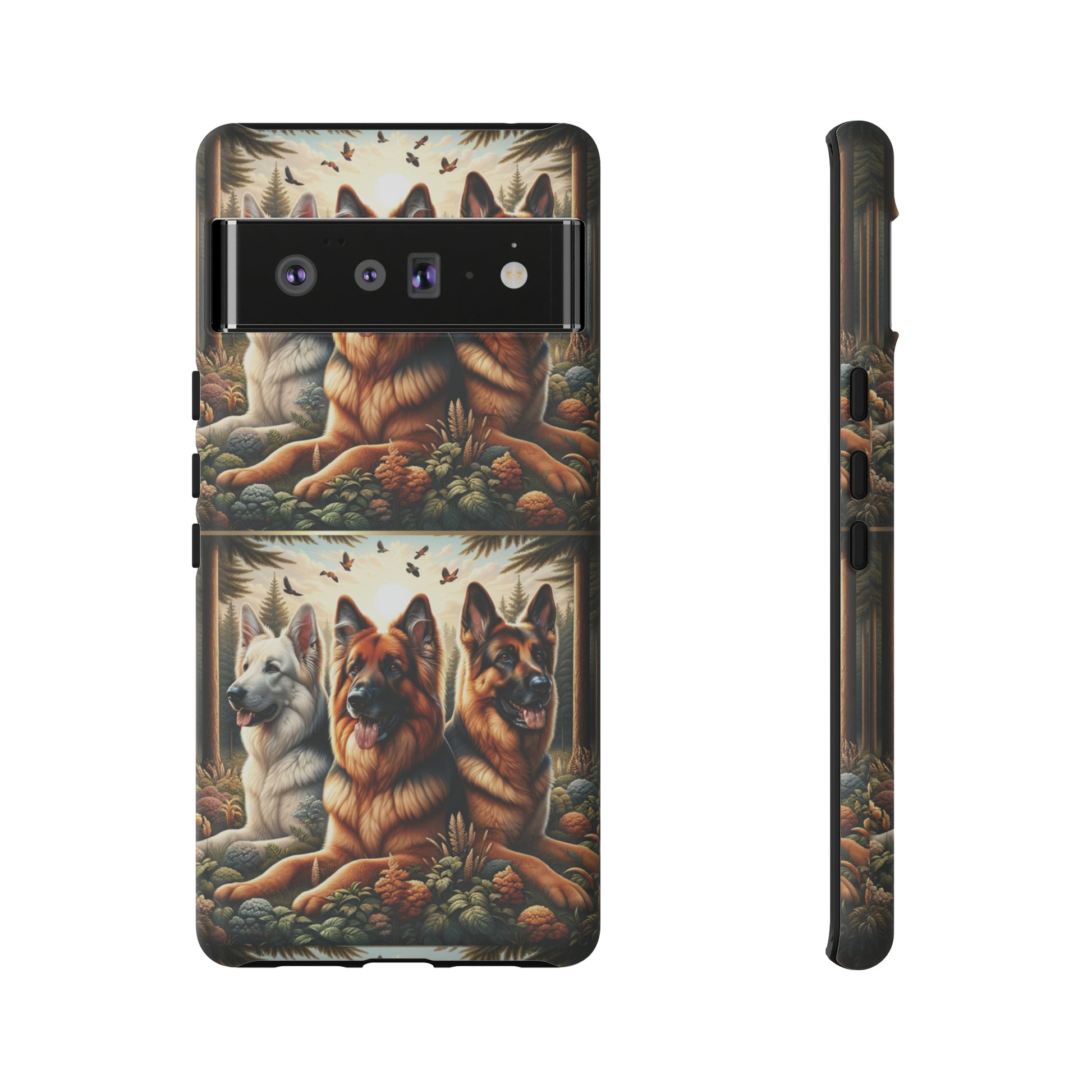 German Shepherd Phone Tough Case Floral Elegant Durable Dog Lover Devices iPhone 15, Samsung iPhone Samsung Accessory Gift for Her.