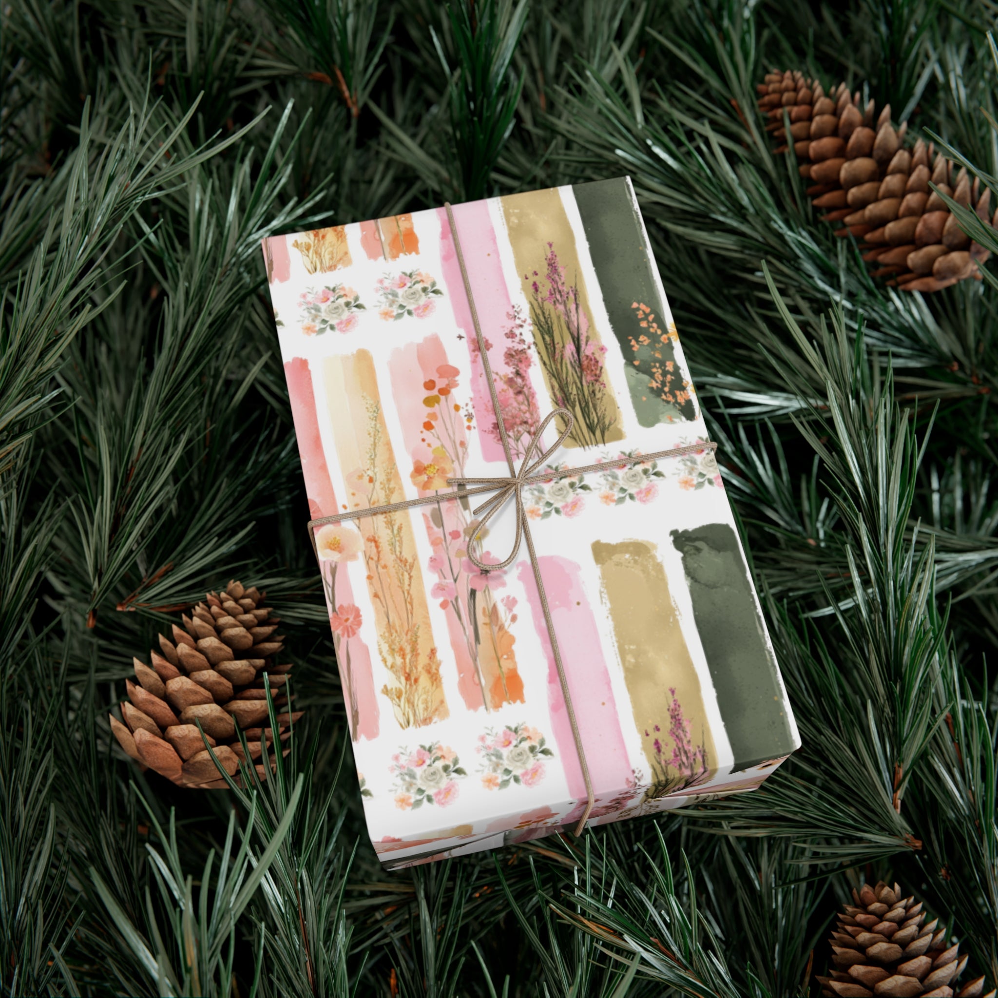 Pastel Brushstroke Floral Wrapping Paper Soft Pink & Peach Illusion Design, Elegant Gift Wrap for Her, Aesthetic Packaging for Birthdays  More Weddings