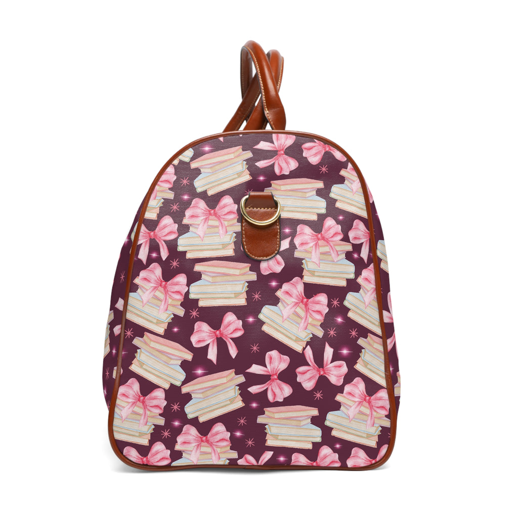 Coquette Pink Bows & Books Plum Stylish Waterproof Travel Bag Fall Amethyst, White Durable Versatile for Travel, Gym, and Everyday Adventures | Shop the Perfect All-Season Bag Perfect for Adventurers - MRSBYVALLE