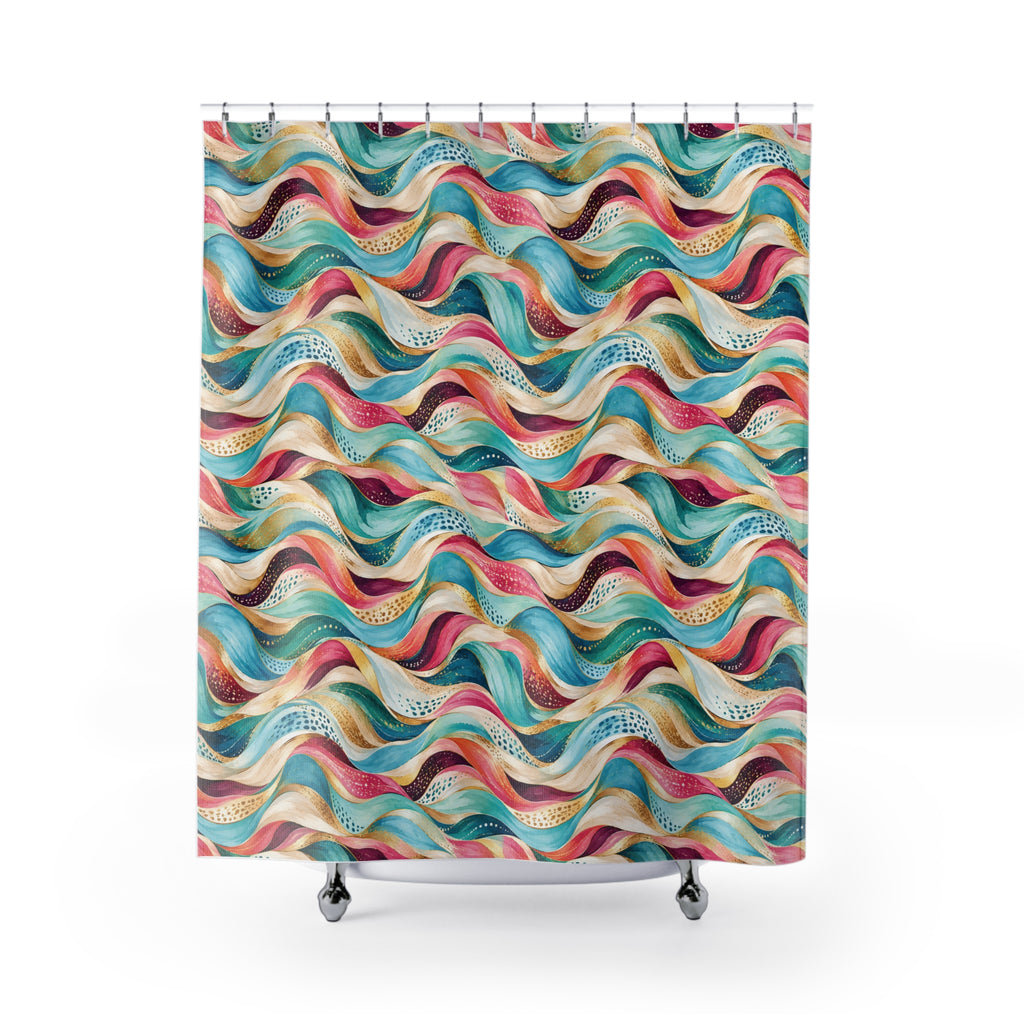 Colorful Abstract Wave Shower Curtain