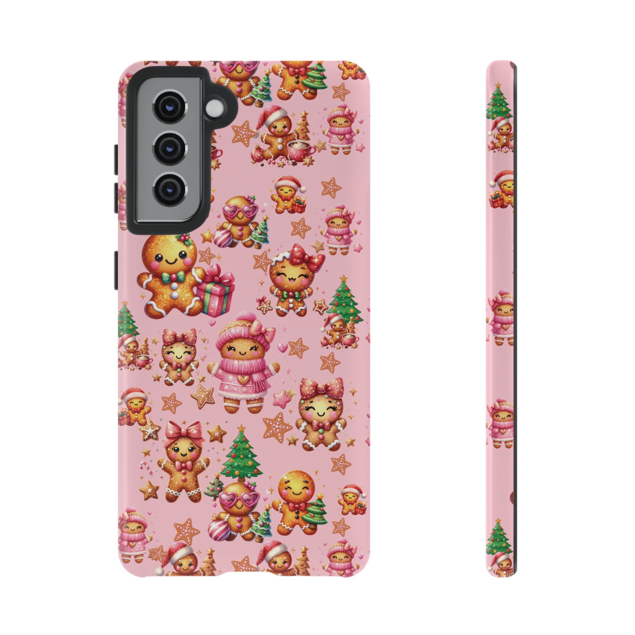 Adorable Pink Gingerbread Girl Phone Case Girly Holiday Vibes, Sweet Christmas Aesthetic, Cute & Festive Gift Idea for Her, Fun Protective Cover