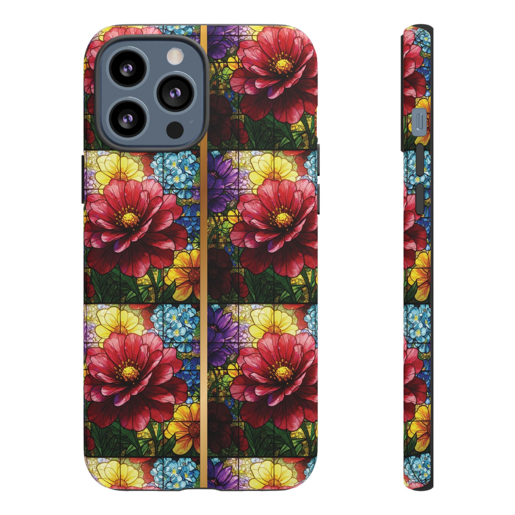 Stained Glass Illusion Floral Phone Case  3D Colorful Flower Design, Protective Christian Gift, Fits iPhone, Samsung, Google Pixel