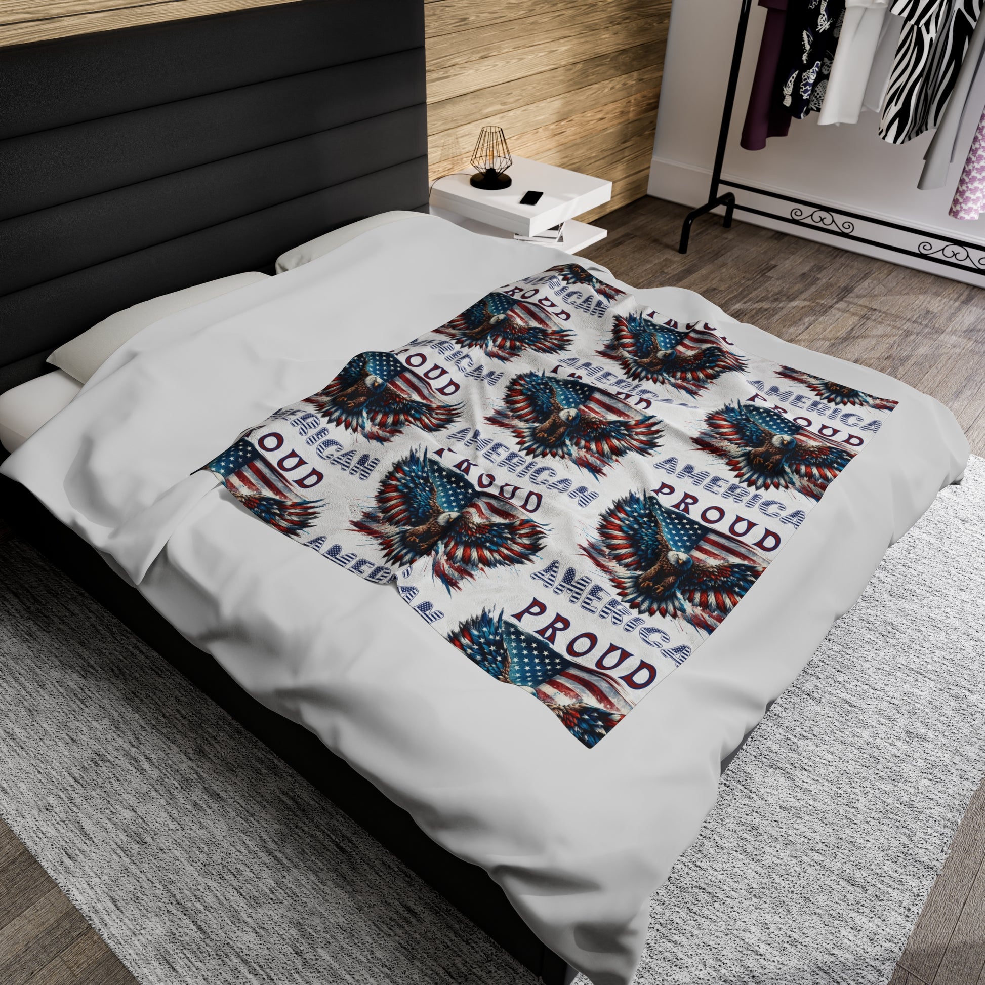 Patriotic American Flag and Eagle Velveteen Plush Blanket Cozy Up with Stunning USA Symbol! Perfect for Living Rooms, Bedrooms, and Proud Americans Housewarming, Dad's Gift for Birthday - MRSBYVALLE