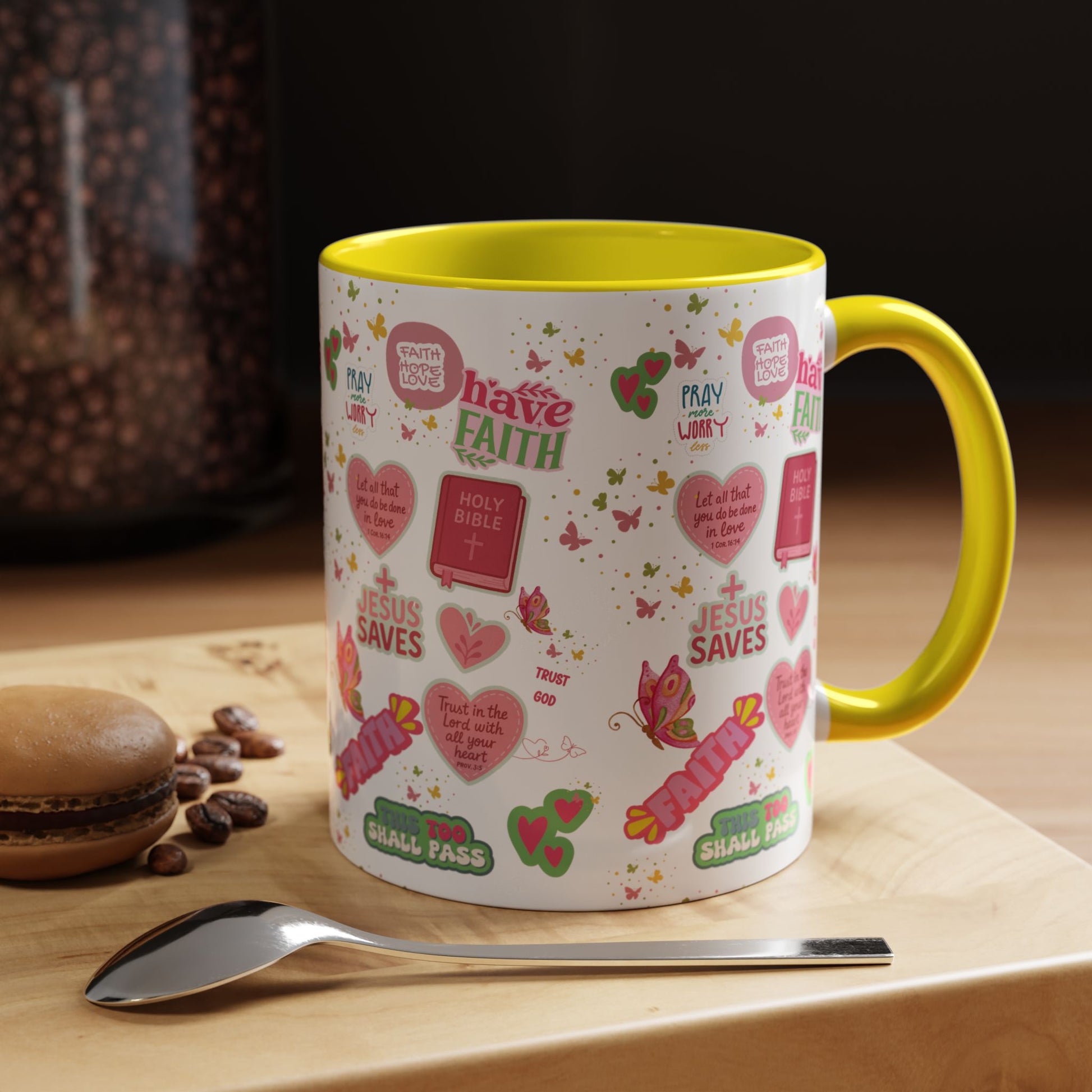 Start Your Day with Faith | Christian Mug with Bible Verse | Inspirational Gift for Christians | 11oz and 15oz Ceramic Coffee Mug Cozy Spring Mornings