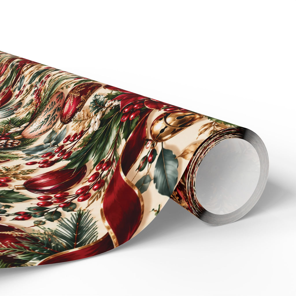 Vintage Christmas Poinsettia Wrapping Paper