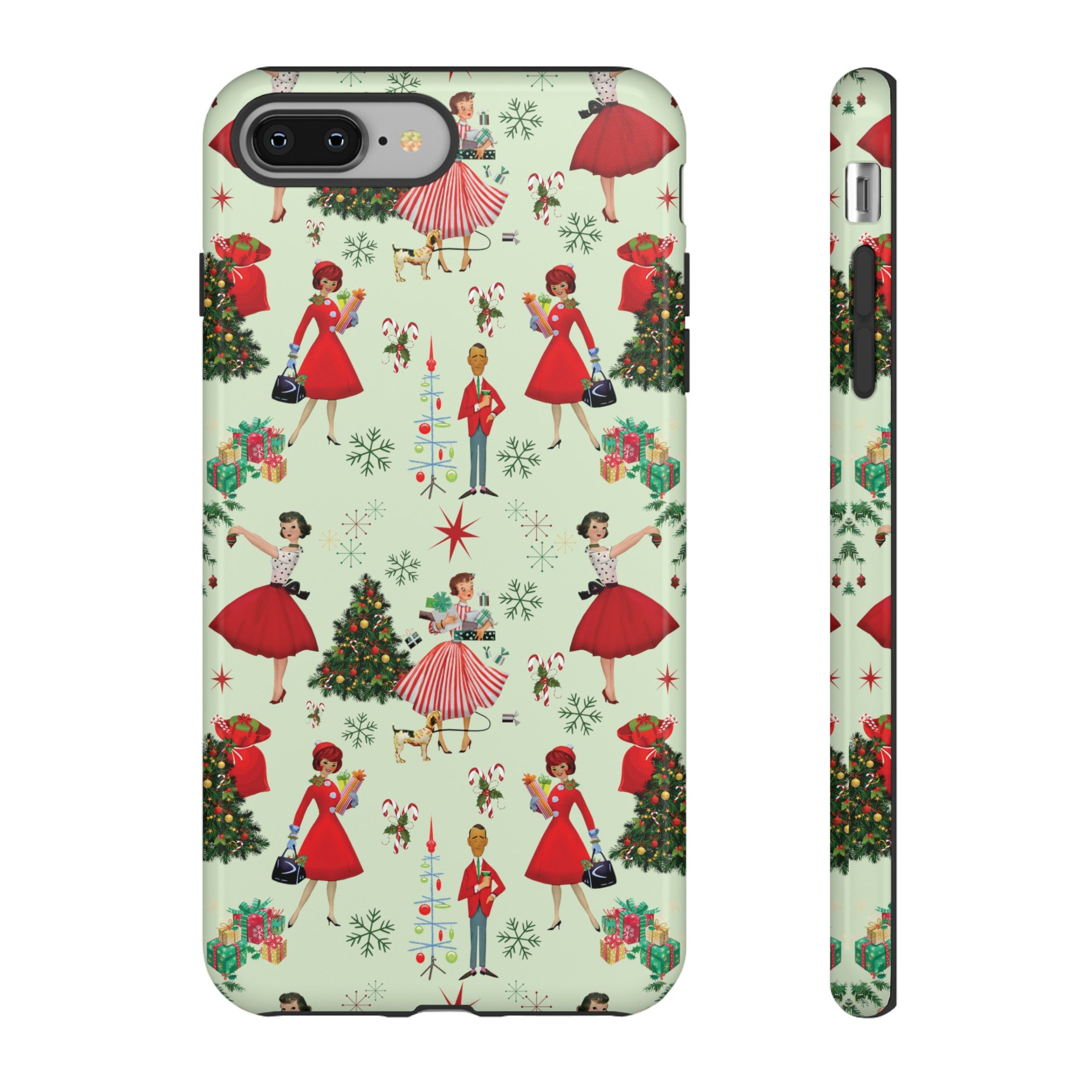 1950s Vintage Phone Case - Retro Christmas Design | Unique Holiday Protection for Your Device | Stylish & Durable Cover Gift for Her Phone 15, Samsung iPhone Samsung Accessory Gift for Her