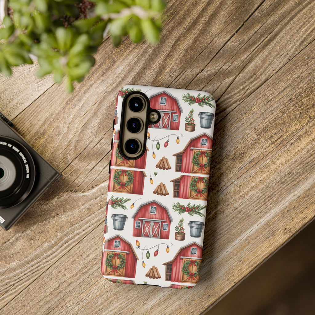 Farmhouse Christmas Design Phone Case - Stylish, Protective Cover for All Models Gift for Mom Accessory Gift for Her