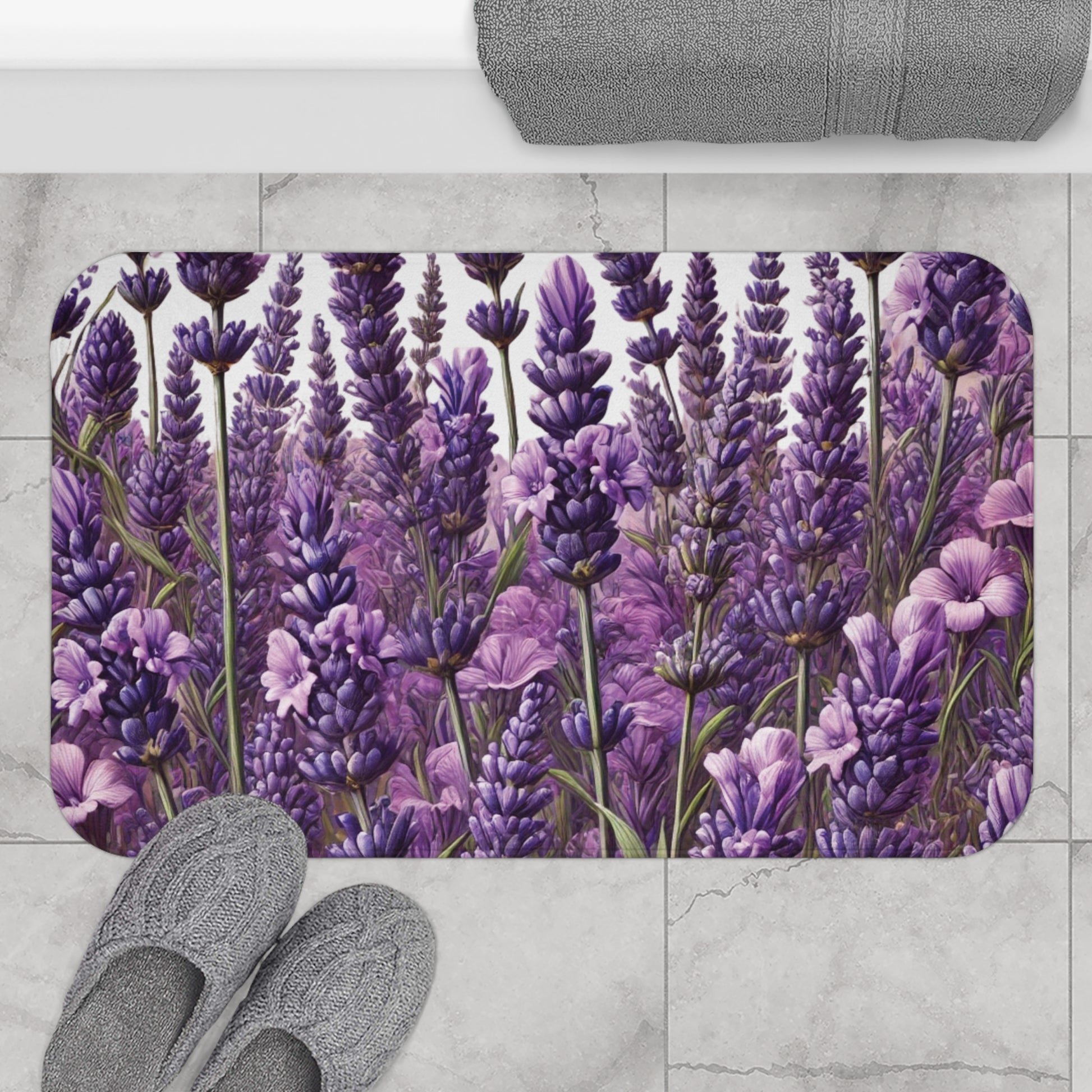 Lavender Bloom Bathmat – A Soothing Blend of Calming Lavender Flowers to Add Comfort, Beauty, and Serenity to the Most Private Room in Your Home