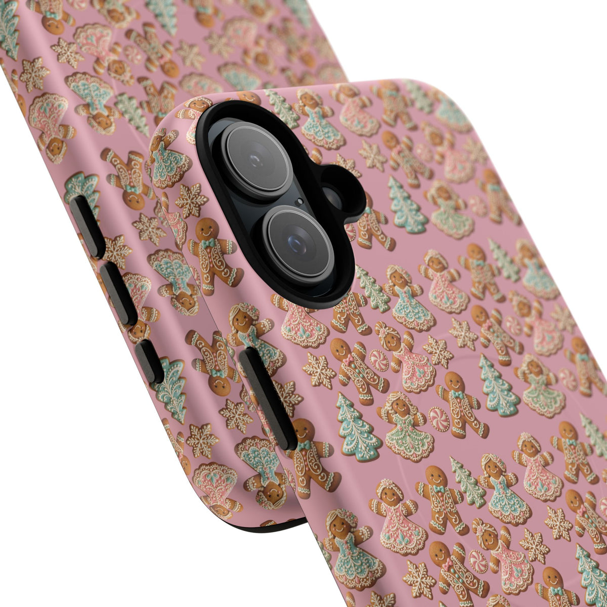 Phone Case — Pink Gingerbread Cookies Pattern Tough Magnetic Case