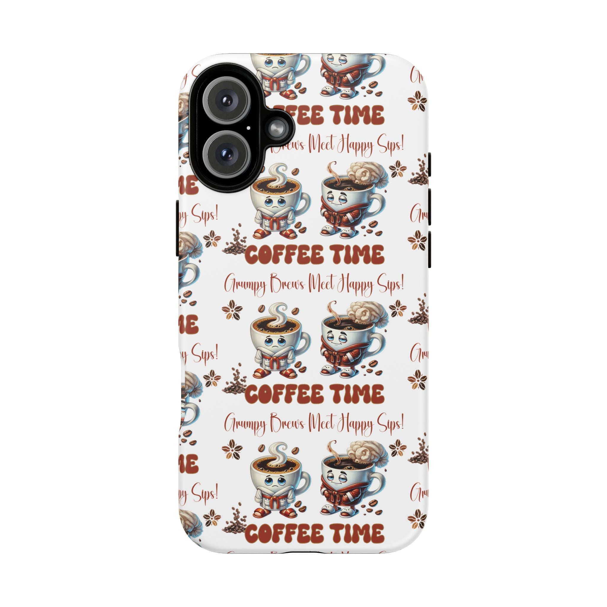 Grumpy Brews Meet Happy Sips Phone Case Compatible with iPhone, Samsung & Pixel | Fun, Durable Protection for Coffee Lovers | Unique Design, Shockproof & Scratch-Resistant Perfect for Coffee Lover - MRSBYVALLE