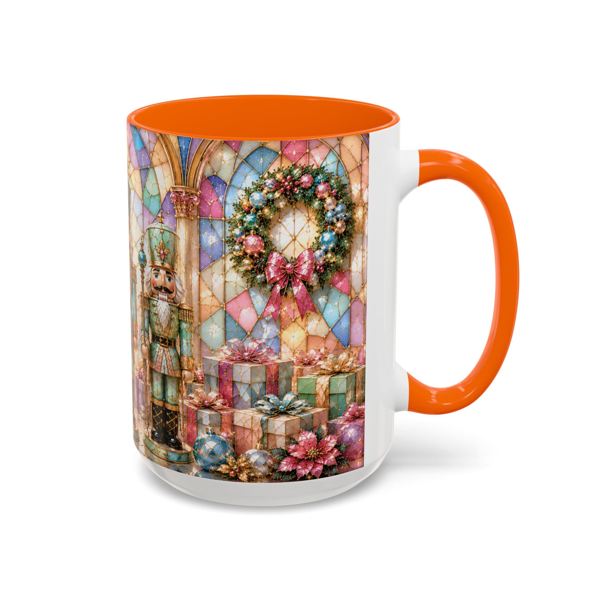 Nutcracker Christmas Coffee Mug – Festive Stained-Glass Holiday Accent Cup (11/15oz) Gift for Her