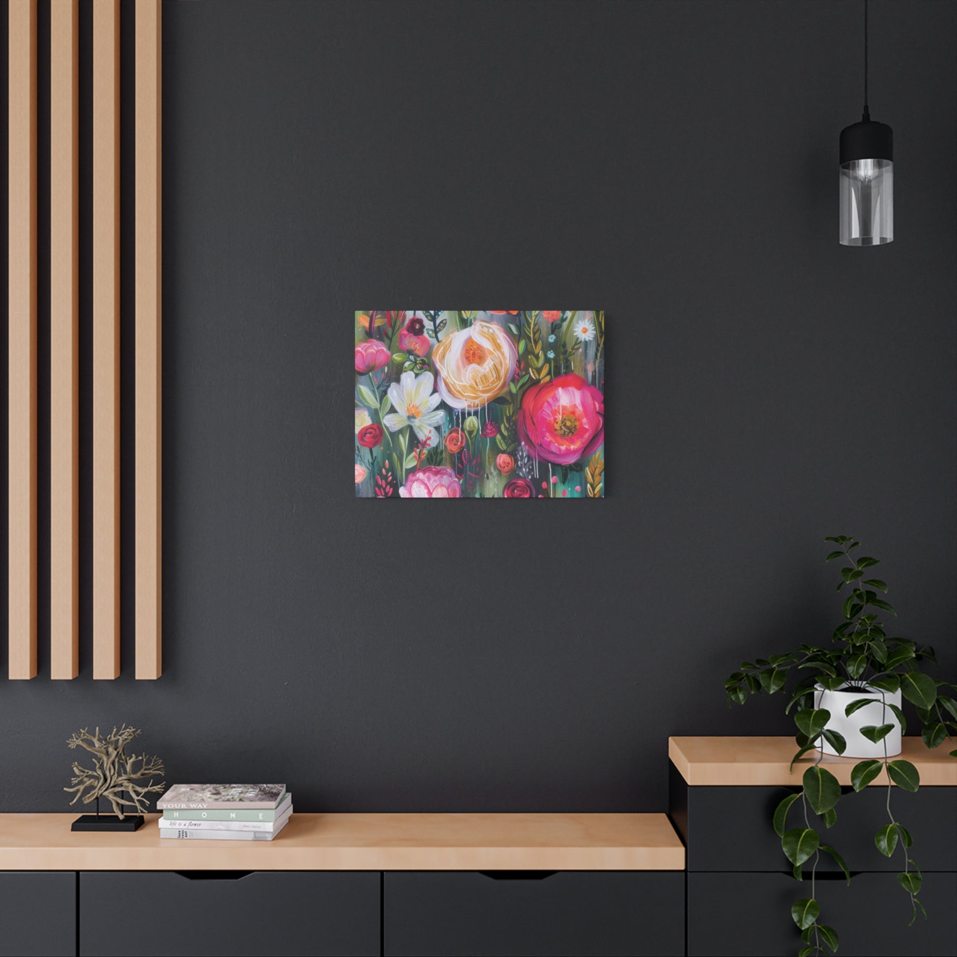 Watercolor Boho Floral Wall Art Matte Canvas Stretched, Vibrant Botanical Design, Perfect for Living Room, Bedroom, or Office Decor, Adds a Stylish Touch to Any Space - MRSBYVALLE