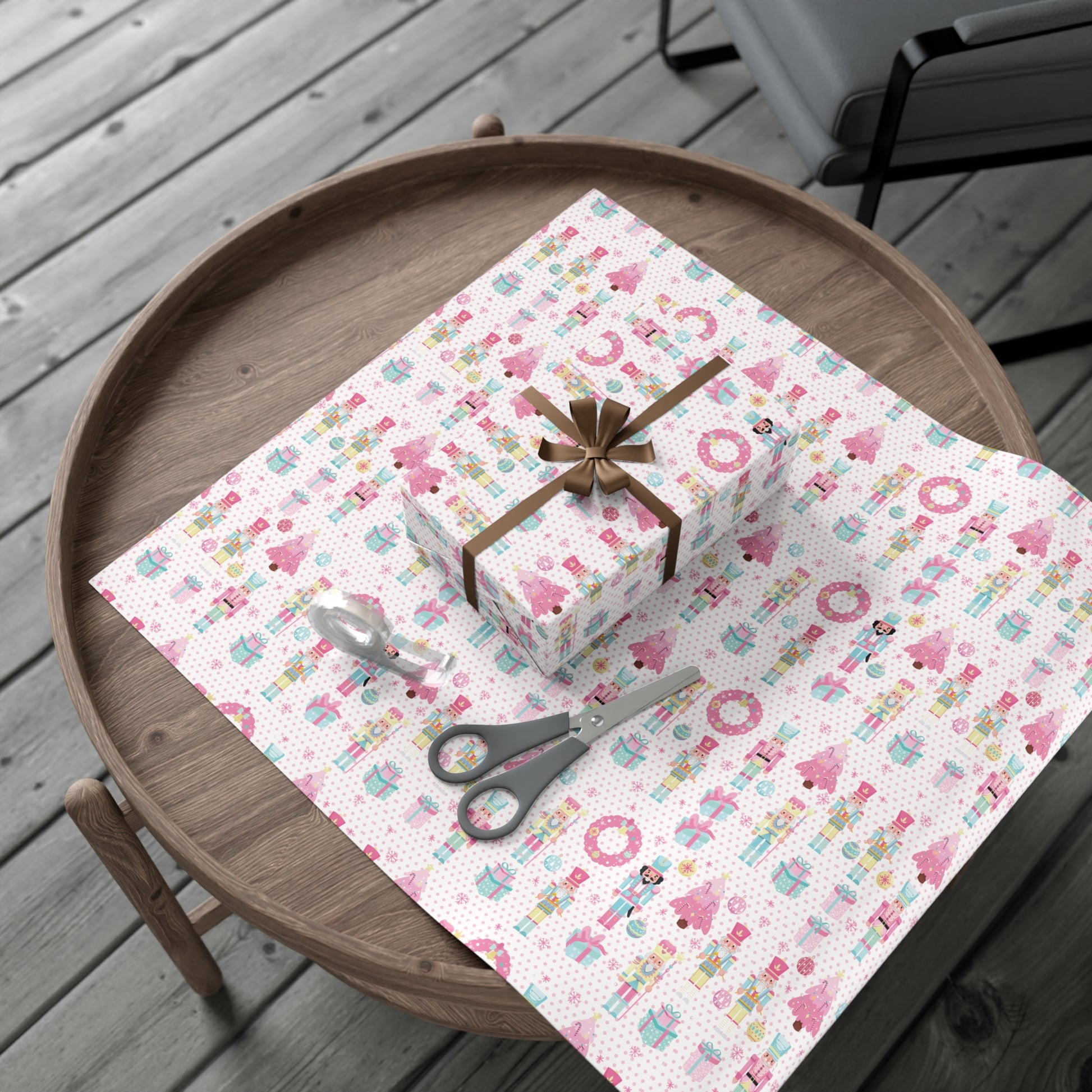 Pink Christmas Nutcrackers Wrapping Paper | Vibrant Seasonal Blooms | Perfect for Thanksgiving, Birthdays, Special Occasions | Premium Quality Gifts Moms - MRSBYVALLE