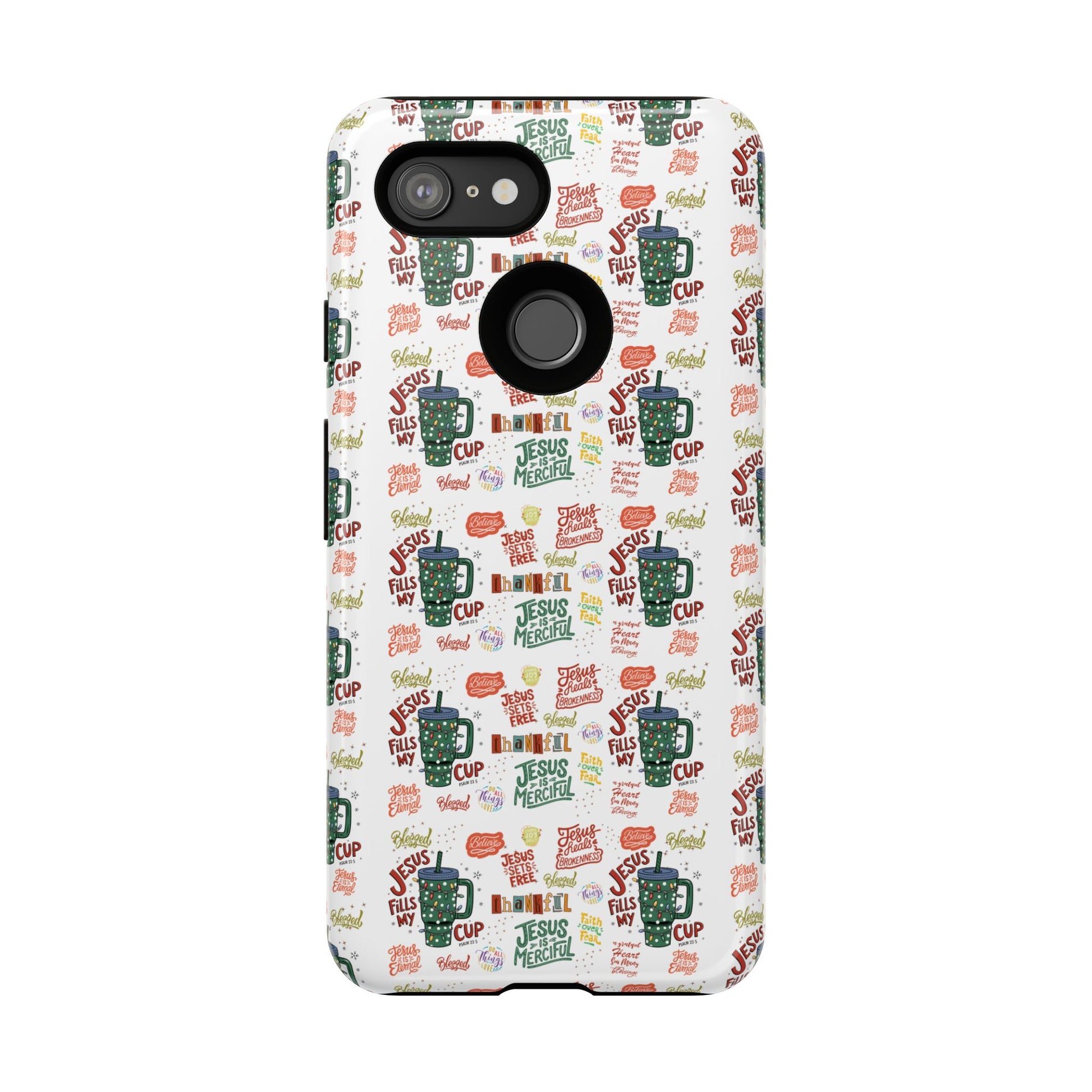 Jesus Fill My Cup Phone Case Cute Floral Design in Red, Pink, Blue – Aesthetic Protective Case for iPhone and  Android