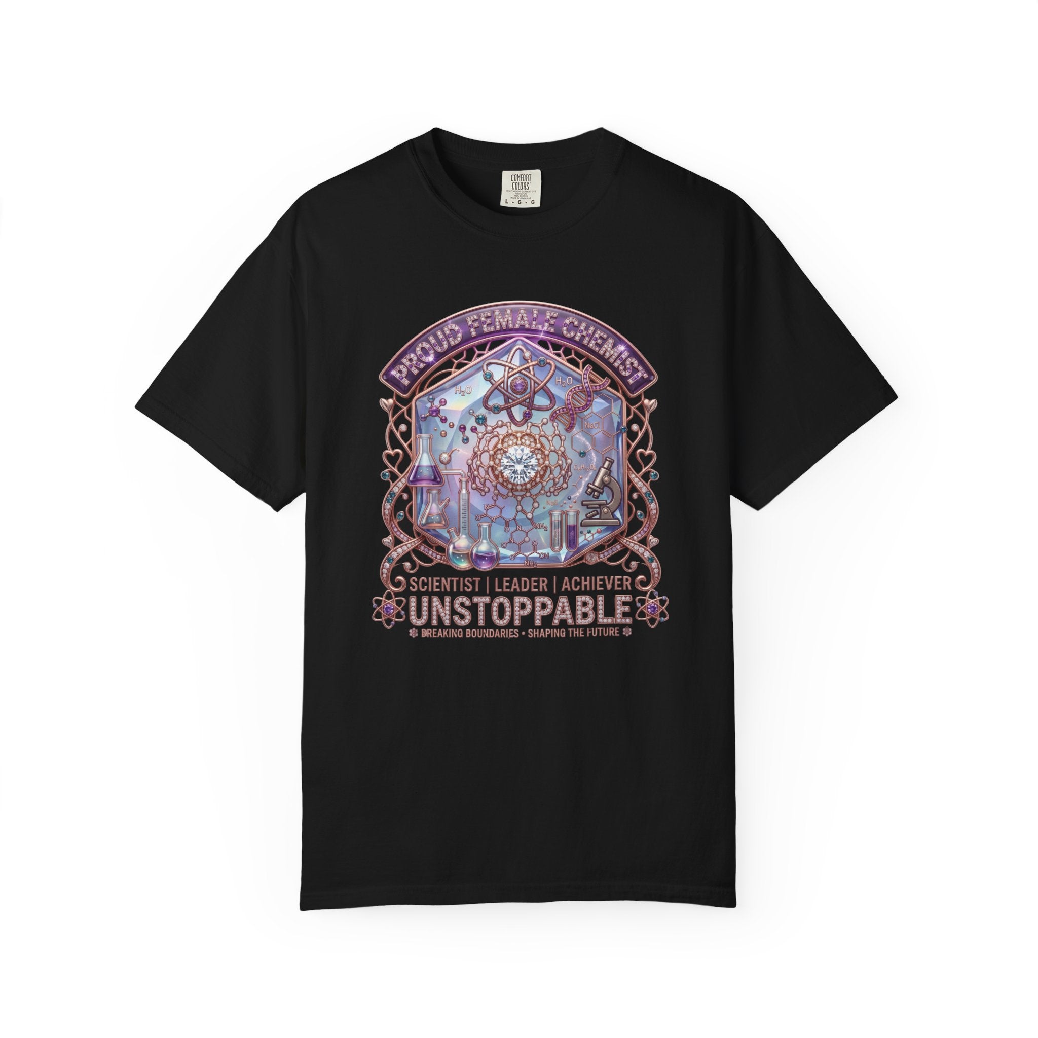 T-Shirt 'Unstoppable' Scientist Leader Achiever Graphic Tee Proud Chemist. Scientist. Leader. Unstoppable. STEM Graphic Tee