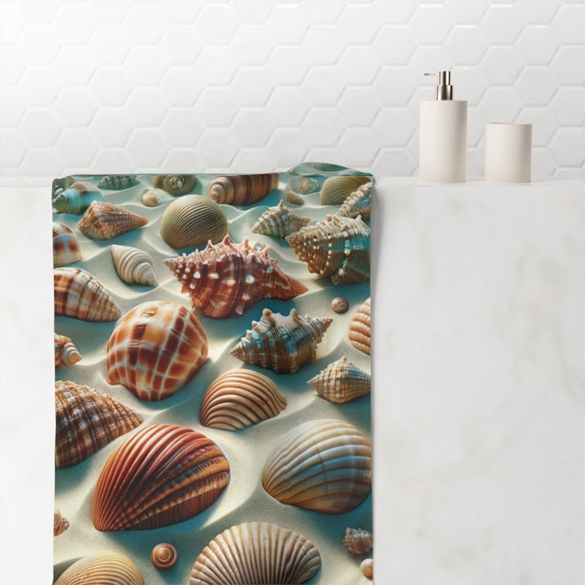 Plush Ocean Bliss Turquoise Seashell Bath Towel Luxurious Absorbency & Coastal Elegance Soft & Luxurious Mink-Cotton Towel 30x60 Elevate Your Bath Experience Vibrant Nature-Inspired Elegance Housewarming Gift.