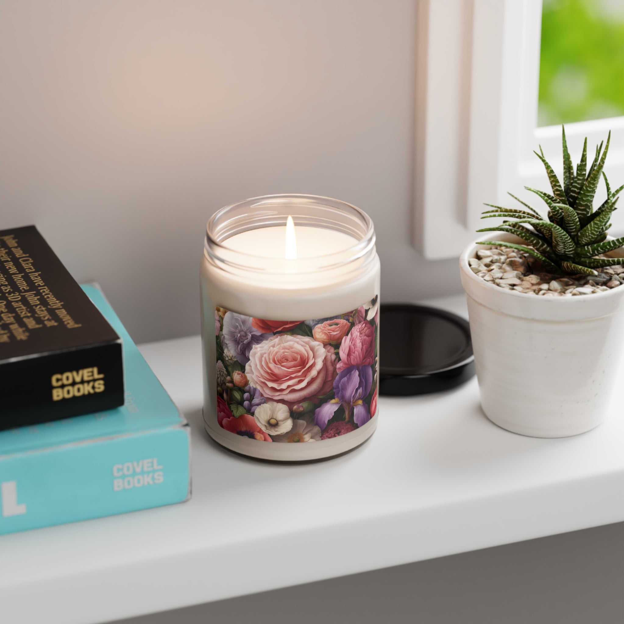 Botanical Bliss Scented 9oz Candle Rose, Peony, Sweet Pea, Poppy, and Clematis Harmony Perfect for Bedrooms, Home Offices, and Hallways Scented Soy Wedding, Bridal Shower, Mother's Day Gift Housewarming Gift.