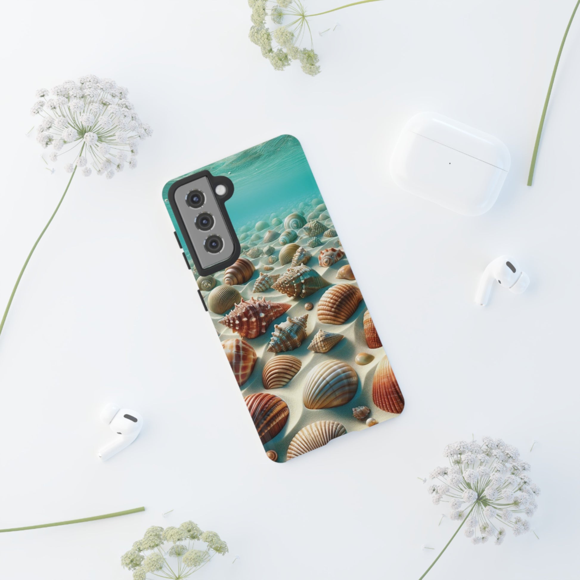 Plush Ocean Bliss Turquoise Seashell Ocean Beach View Protective Phone Case Gift for Her Phone 15, Samsung iPhone Samsung Gift for Her Case iPhone 15, Samsung iPhone Samsung Accessory Gift for Her.