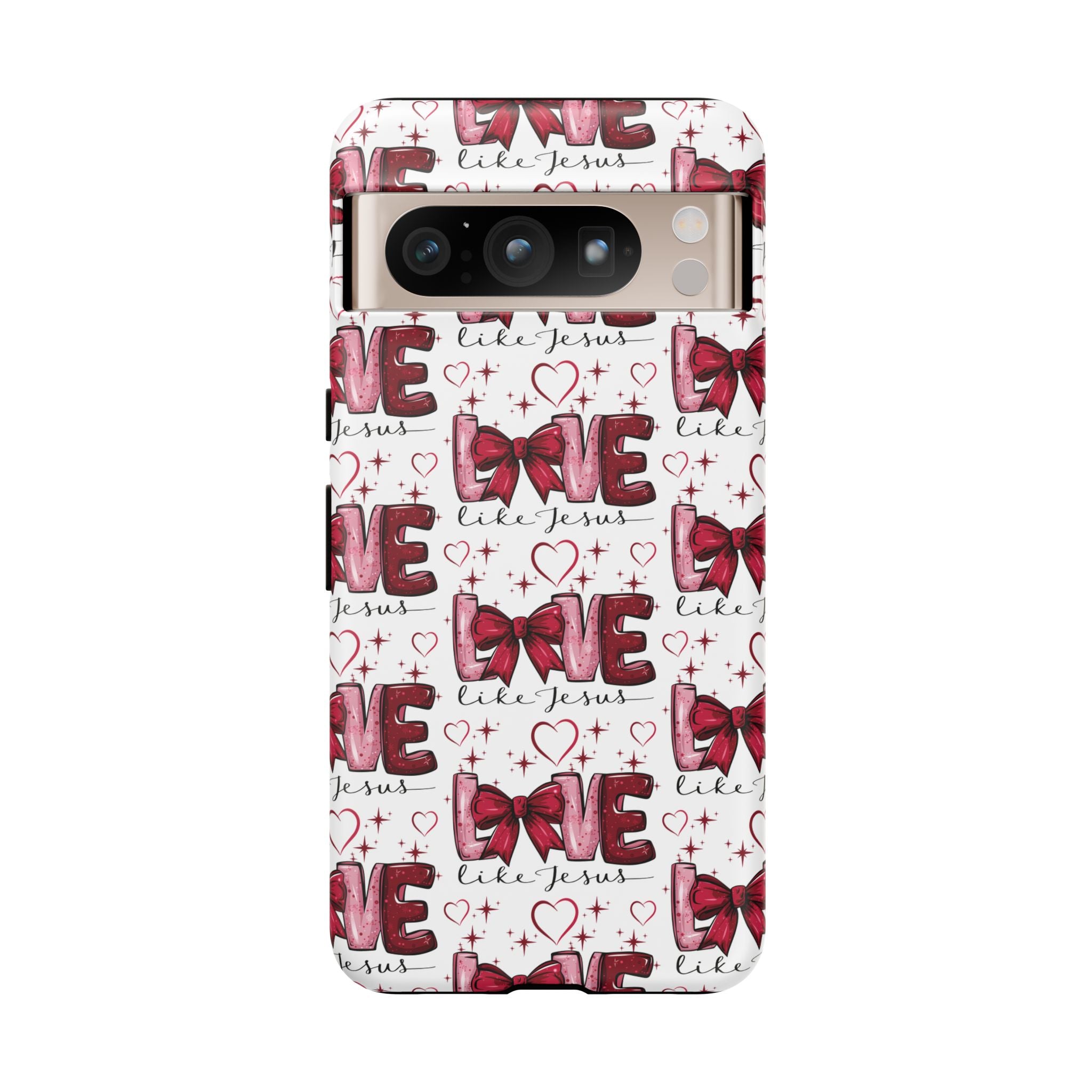 Love Like Jesus Red Bows and Hearts—Tough, Faithful Phone Cases & Religious iPhone Accessories: Protect Your Device & Show Your Faith