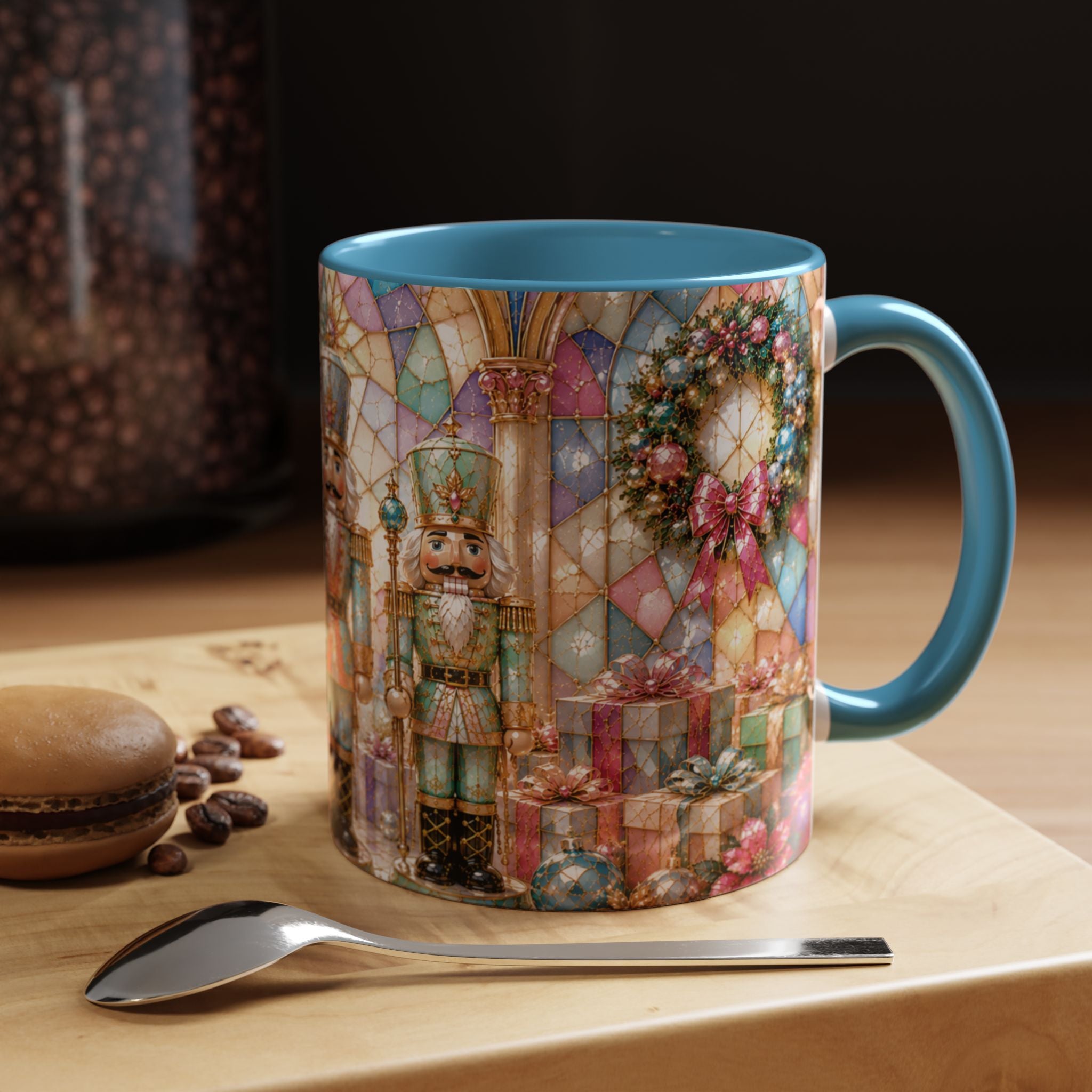 Nutcracker Christmas Coffee Mug – Festive Stained-Glass Holiday Accent Cup (11/15oz) Gift for Her
