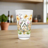 Pint Glass, Watercolor Floral House Cat, Gift for Cat Lovers, Cute Cat Glassware, Flower Decor, Spring Home Gift, Perfect Gift, Handwash