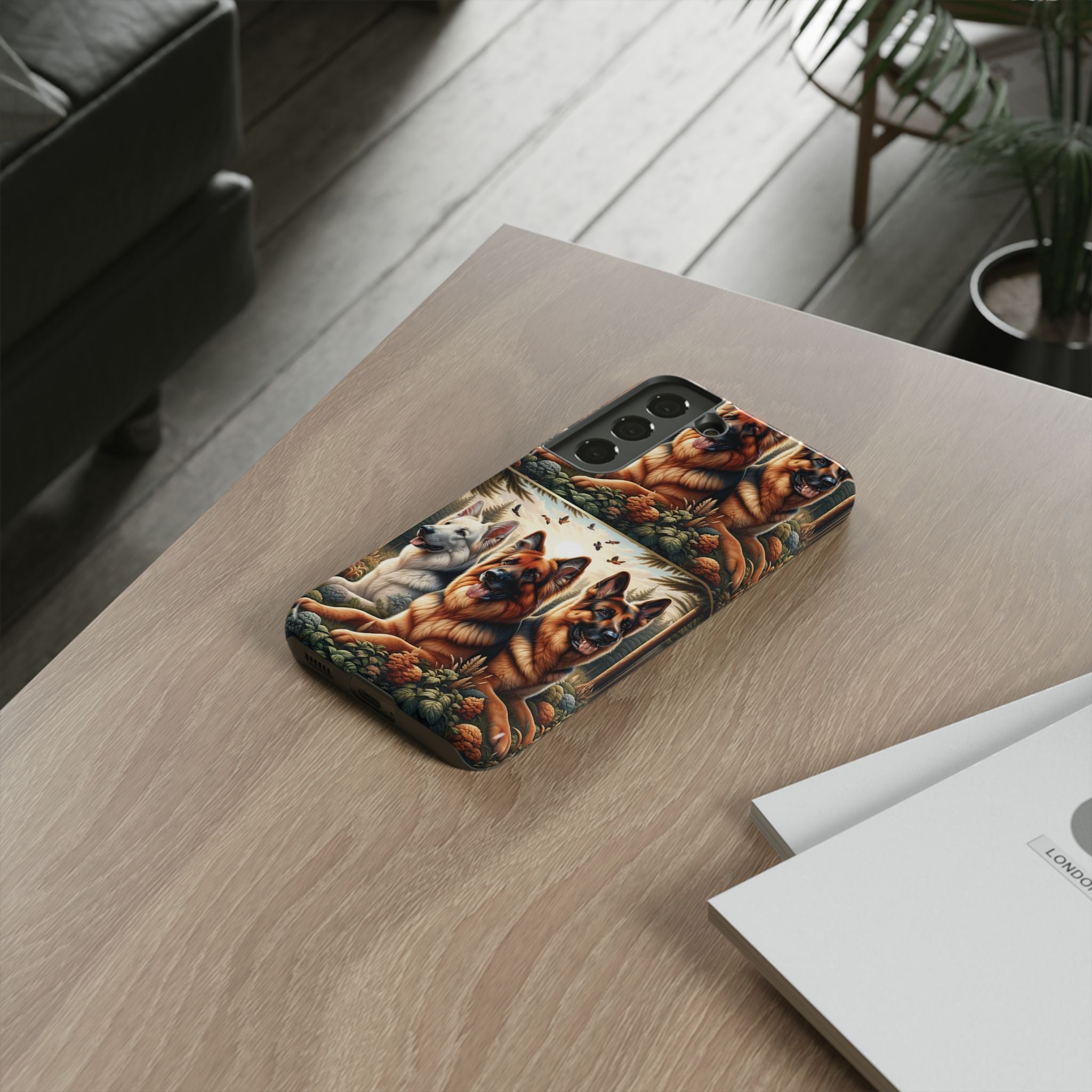 German Shepherd Phone Tough Case Floral Elegant Durable Dog Lover Devices iPhone 15, Samsung iPhone Samsung Accessory Gift for Her