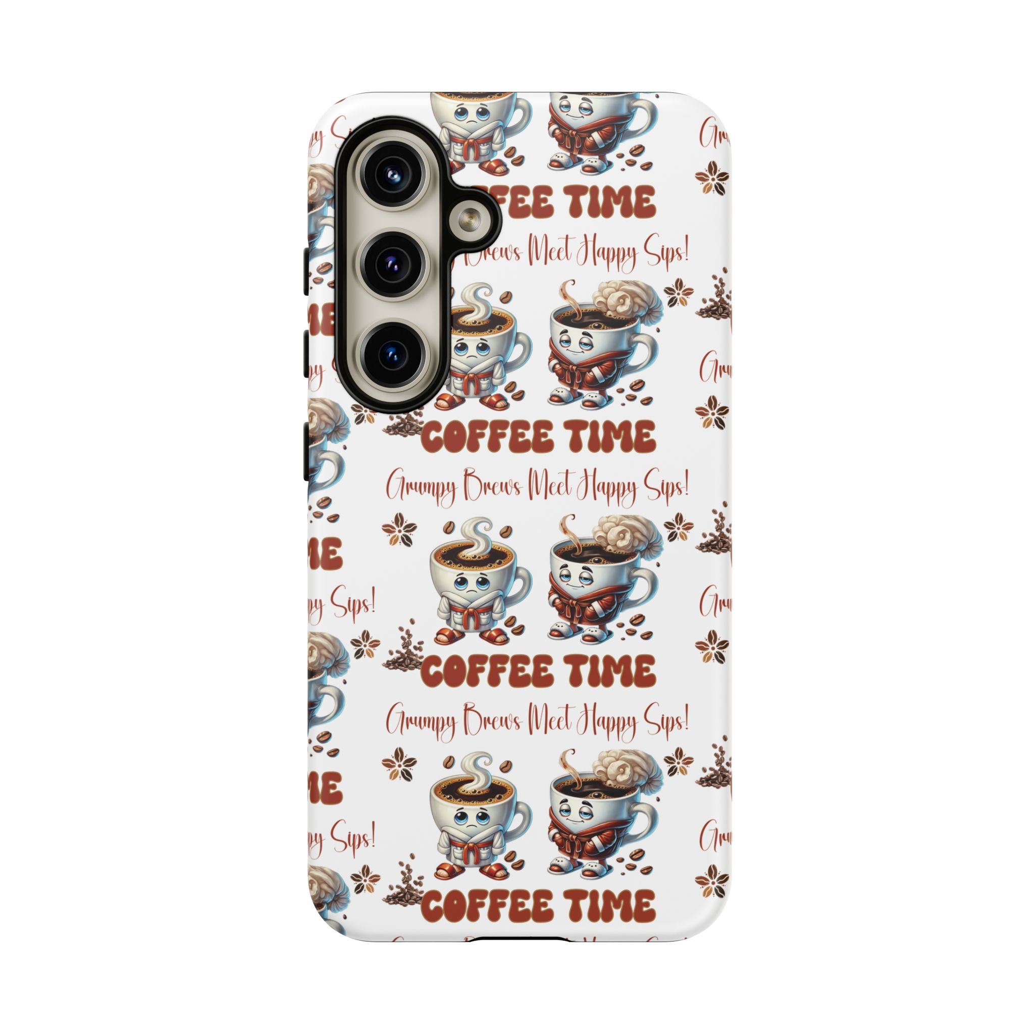 Grumpy Brews Meet Happy Sips Phone Case Compatible with iPhone, Samsung & Pixel | Fun, Durable Protection for Coffee Lovers | Unique Design, Shockproof & Scratch-Resistant Perfect for Coffee Lover - MRSBYVALLE