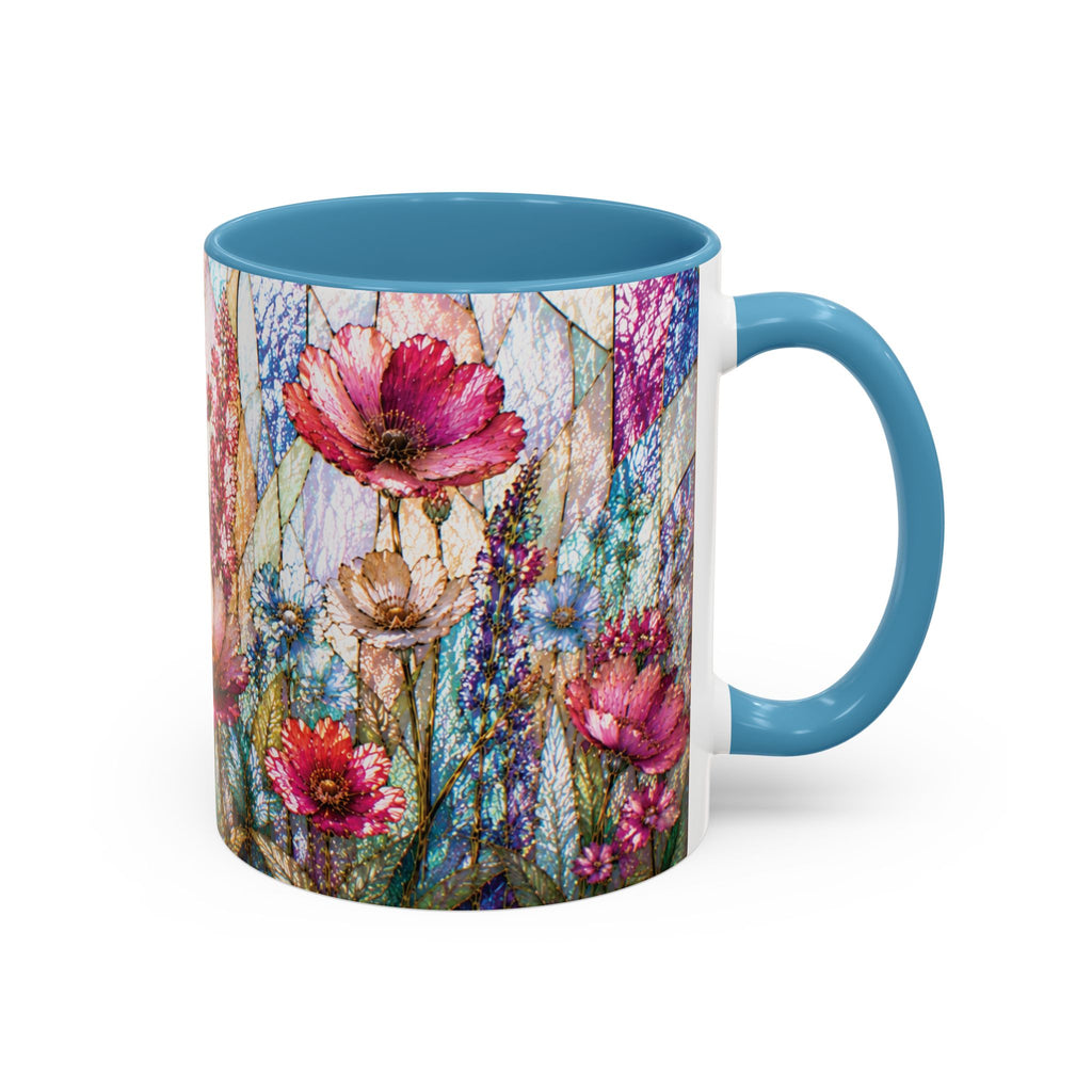 Wildflower Watercolor Coffee Mug Vibrant Wildflower Accent 11/15oz Stain Glass Illusion