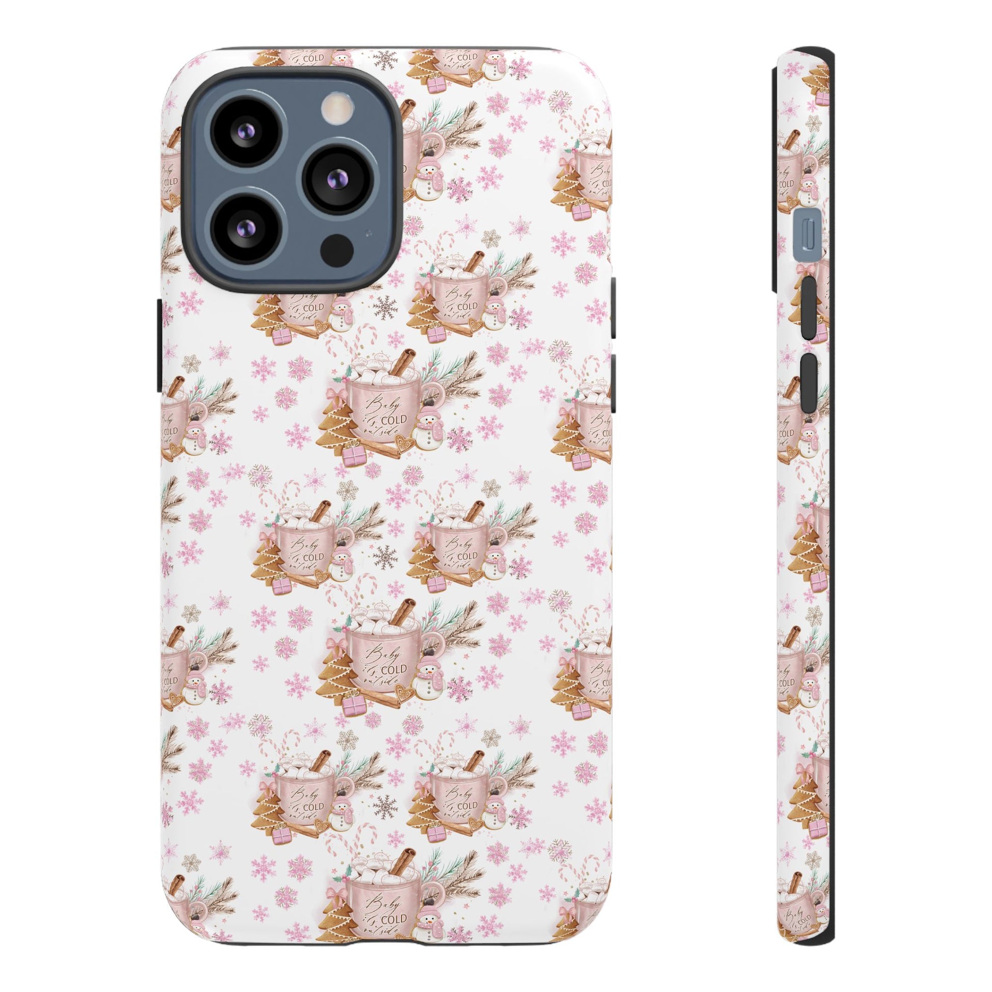 Baby it's Cold Outside Pink and White Phone Case Unique Holiday Protection for Your Device | Stylish & Durable Cover Gift for Her Phone 15, Samsung iPhone Samsung Accessory Gift for Her