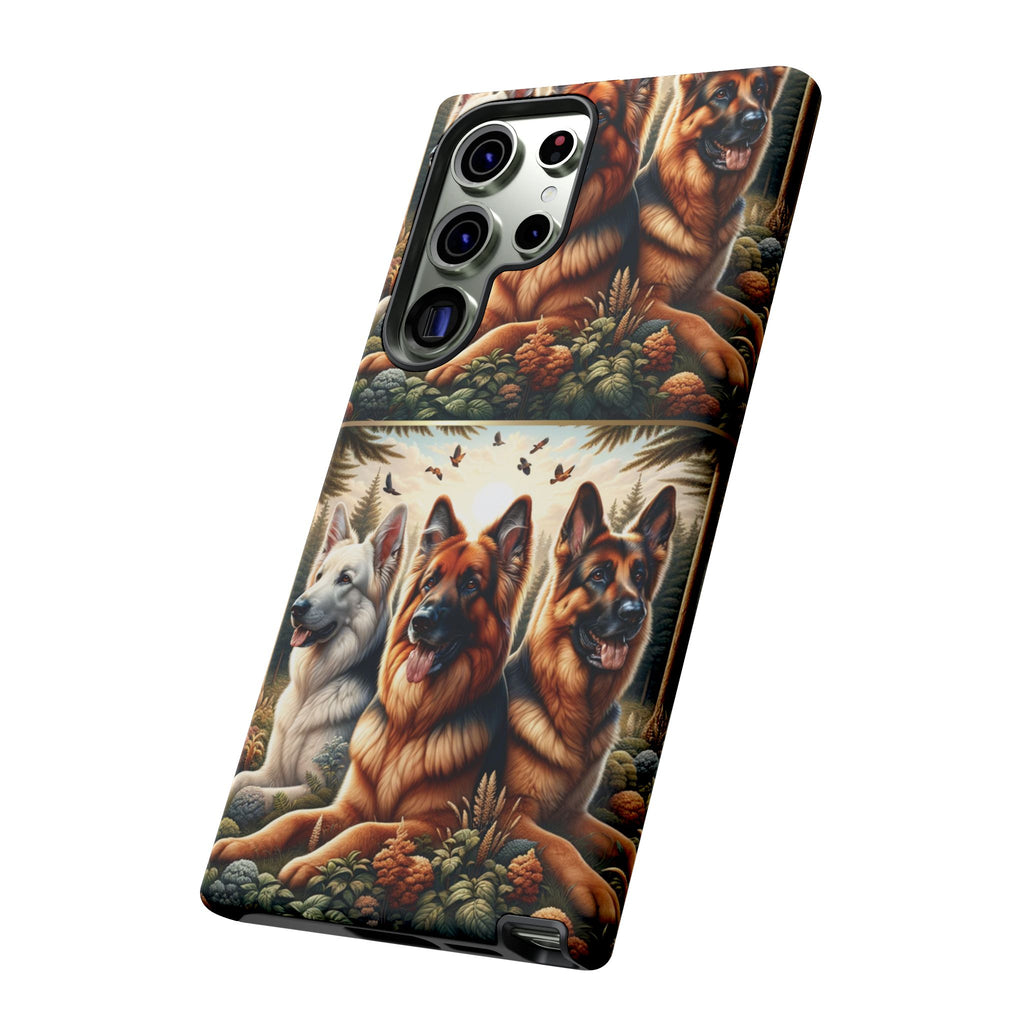 German Shepherd Phone Tough Case Floral Elegant Durable Dog Lover Devices iPhone 15, Samsung iPhone Samsung Accessory Gift for Her