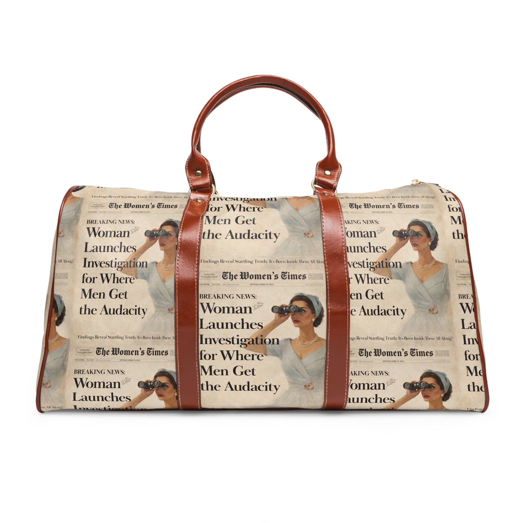 Funny Vintage Sarcastic Woman Waterproof Travel Bag | Retro Travel Tote Weekend Bag