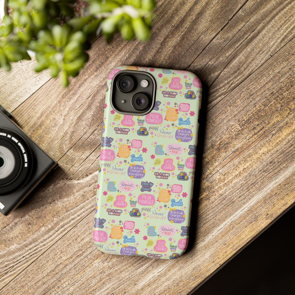 Good Vibes Only Protective Phone Case  Shockproof Slim Aesthetic Motivational Quote Cover, Positive Affirmation Gift for Mom, Teens & Besties | iPhone & Galaxy