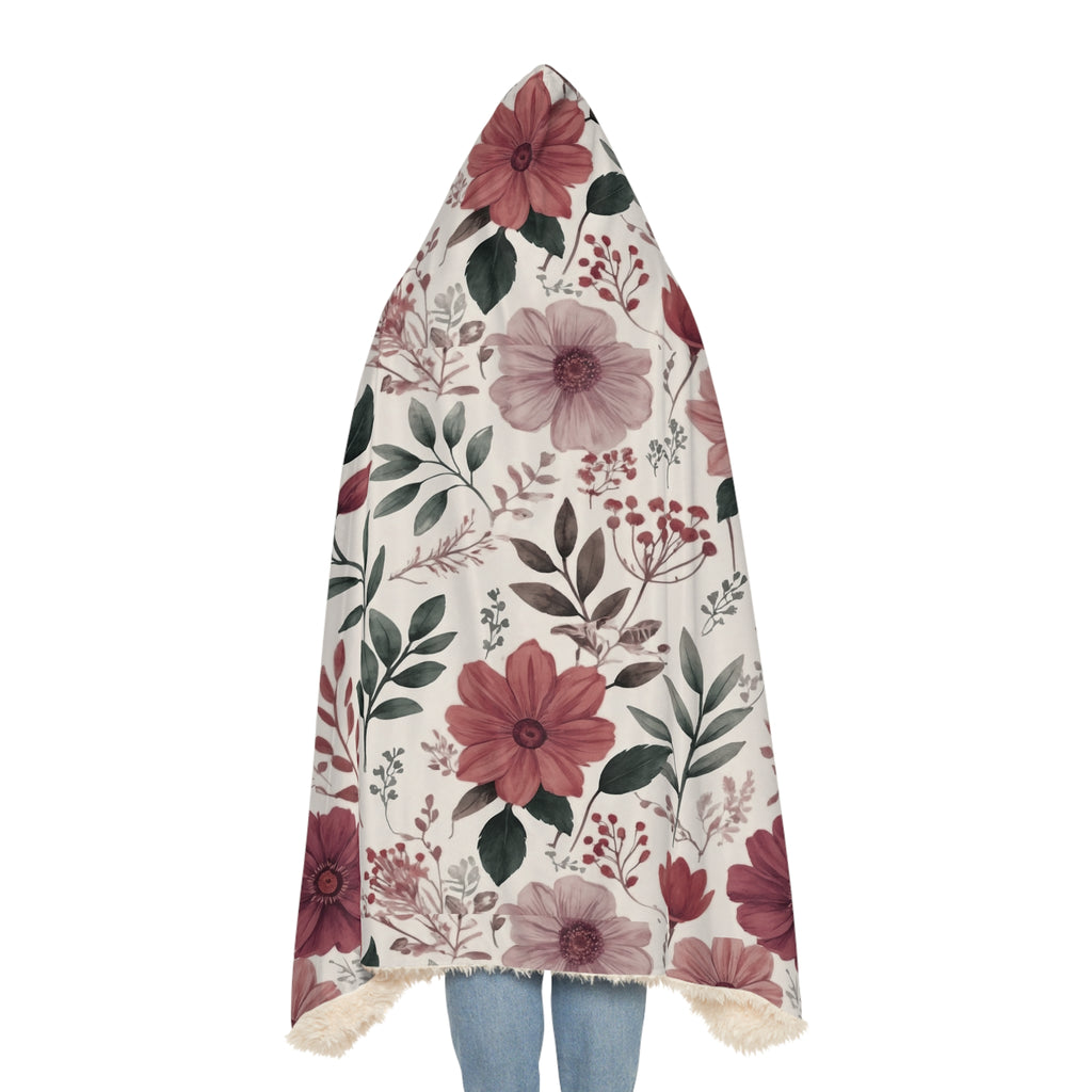 Romantic Rose Floral Hooded Blanket – 3D Illusion Cozy Sherpa Throw, Soft Gift for Her, Snuggle Up in Love & Warmth This Winter Gift for Mom Housewarming