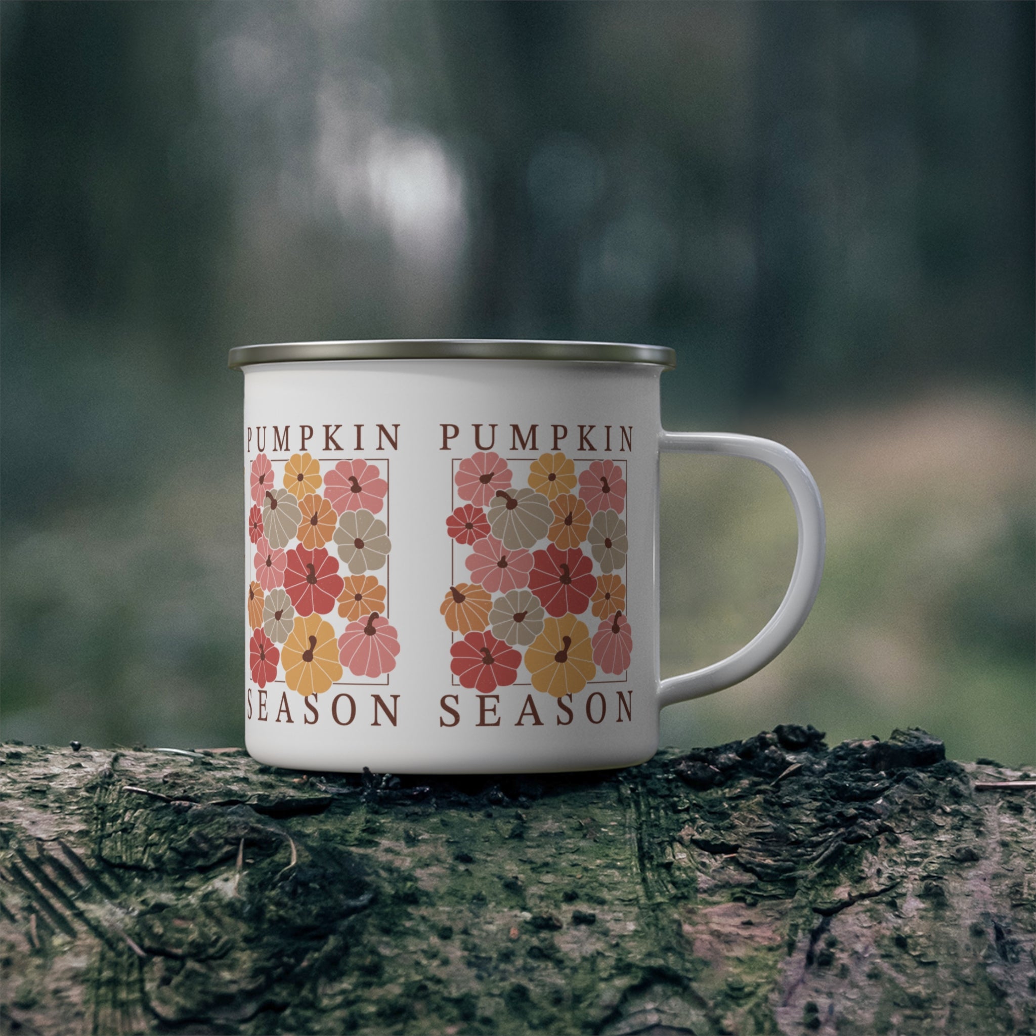 12oz Enamel Camping Mug Pumpkin Season Perfect for Camping, Coffee, Hot Chocolate | Durable, Lightweight Mug for Outdoor Adventures Gifts Christmas - MRSBYVALLE