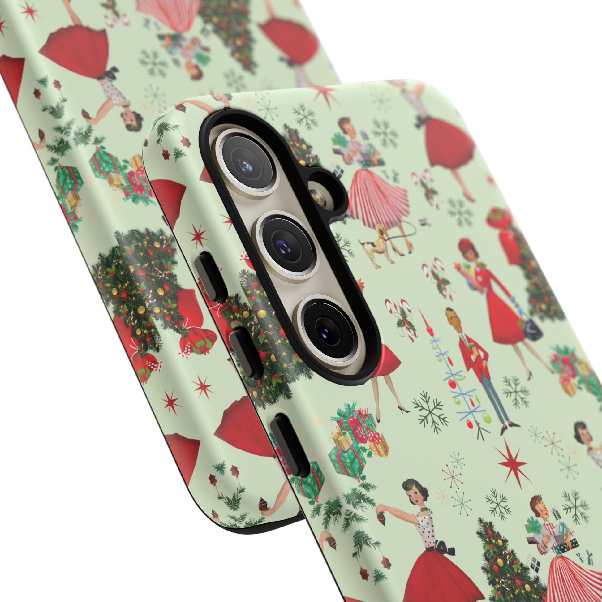 1950s Vintage Phone Case - Retro Christmas Design | Unique Holiday Protection for Your Device | Stylish & Durable Cover Gift for Her Phone 15, Samsung iPhone Samsung Accessory Gift for Her