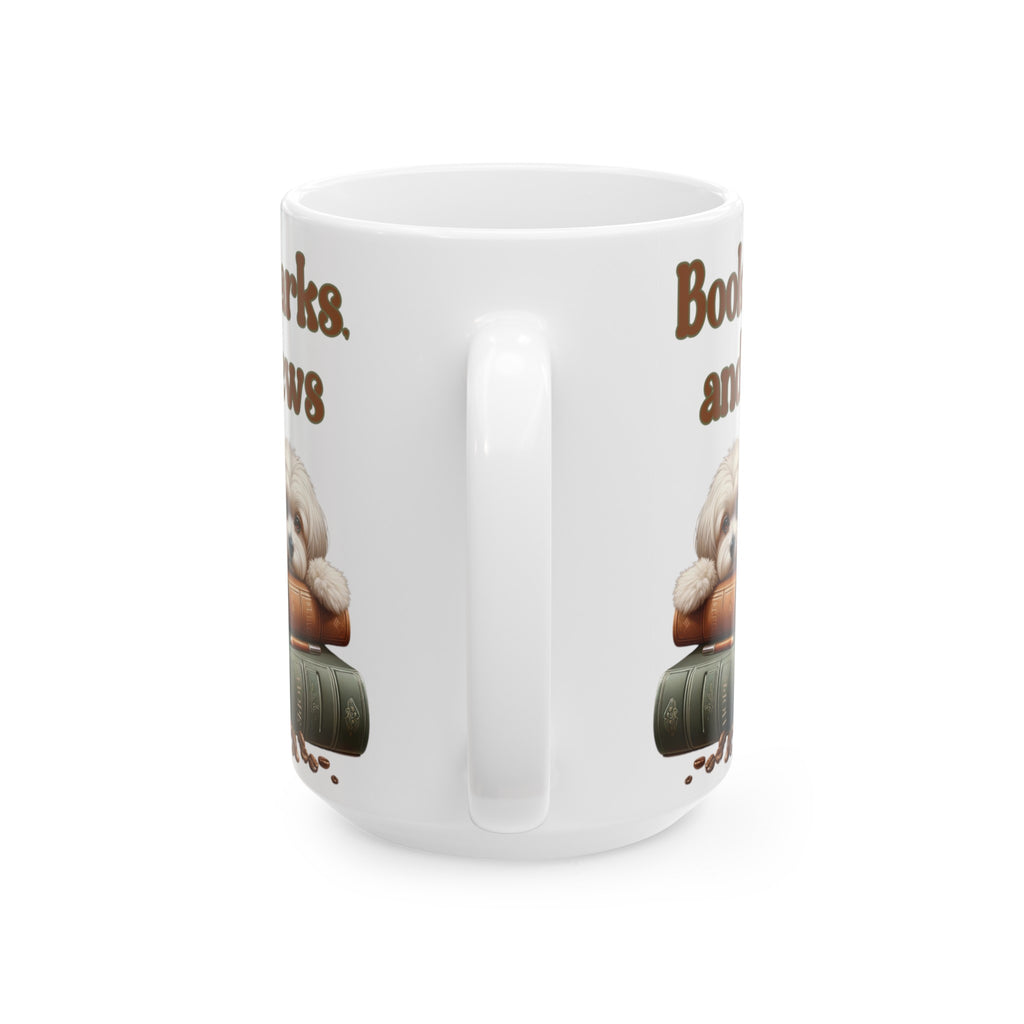 Books, Barks, and Brew Ceramic Coffee Mug Perfect for Dog Lovers and Bookworms | Available in 11 and 15 oz Cozy Coffee Moments with Canine Companions - MRSBYVALLE