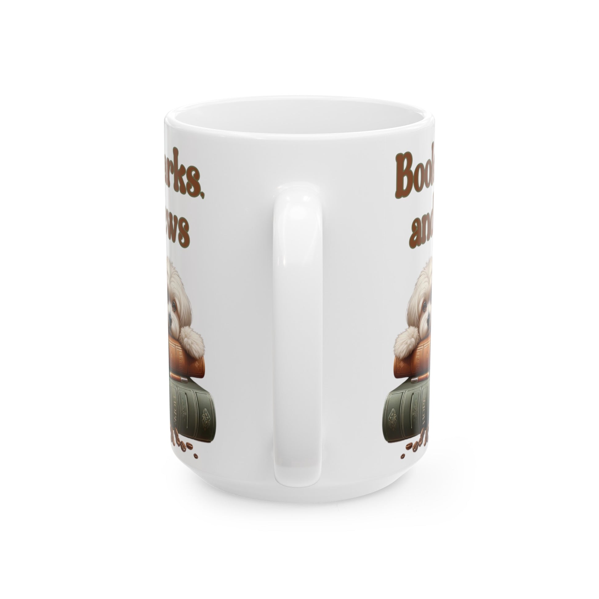 Books, Barks, and Brew Ceramic Coffee Mug Perfect for Dog Lovers and Bookworms | Available in 11 and 15 oz Cozy Coffee Moments with Canine Companions - MRSBYVALLE