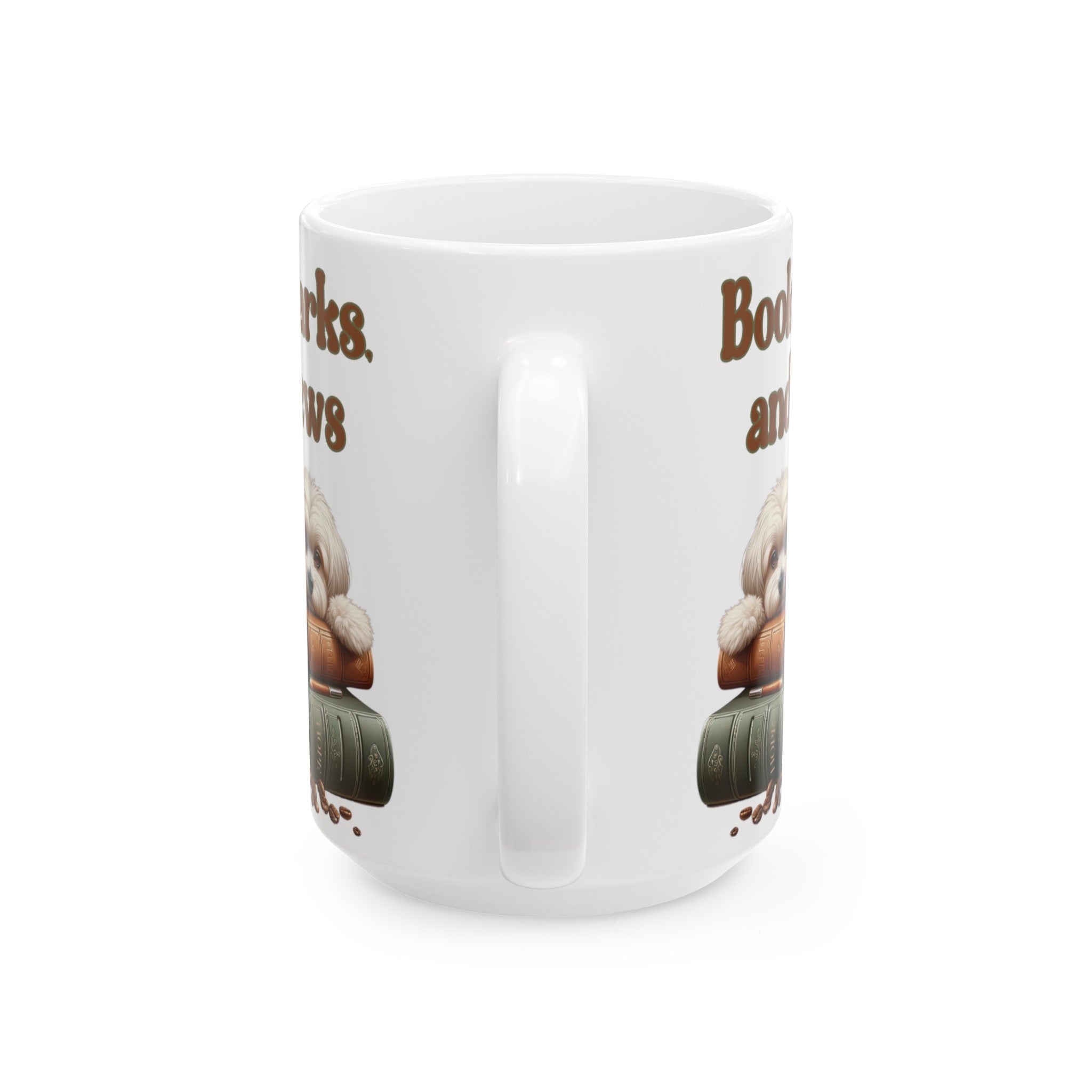 Books, Barks, and Brew Ceramic Coffee Mug Perfect for Dog Lovers and Bookworms | Available in 11 and 15 oz Cozy Coffee Moments with Canine Companions - MRSBYVALLE
