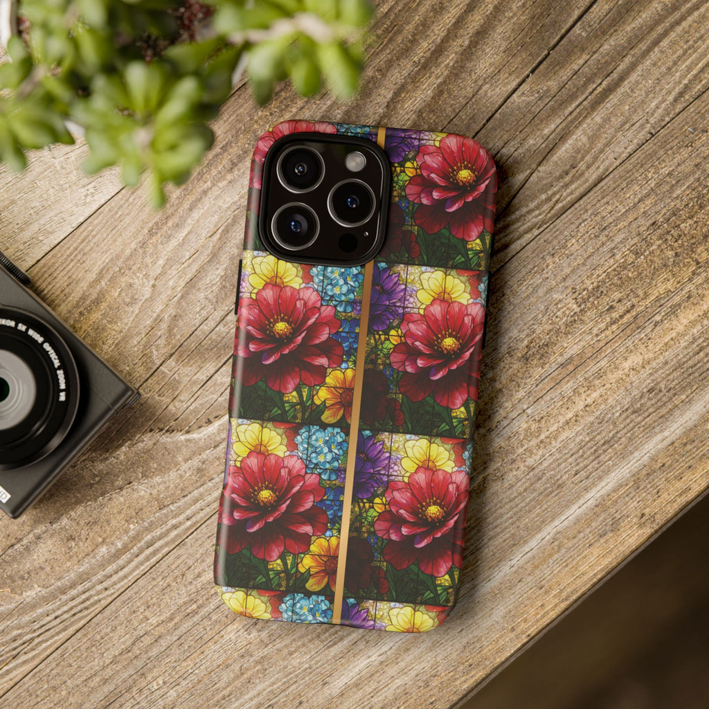 Stained Glass Illusion Floral Phone Case  3D Colorful Flower Design, Protective Christian Gift, Fits iPhone, Samsung, Google Pixel