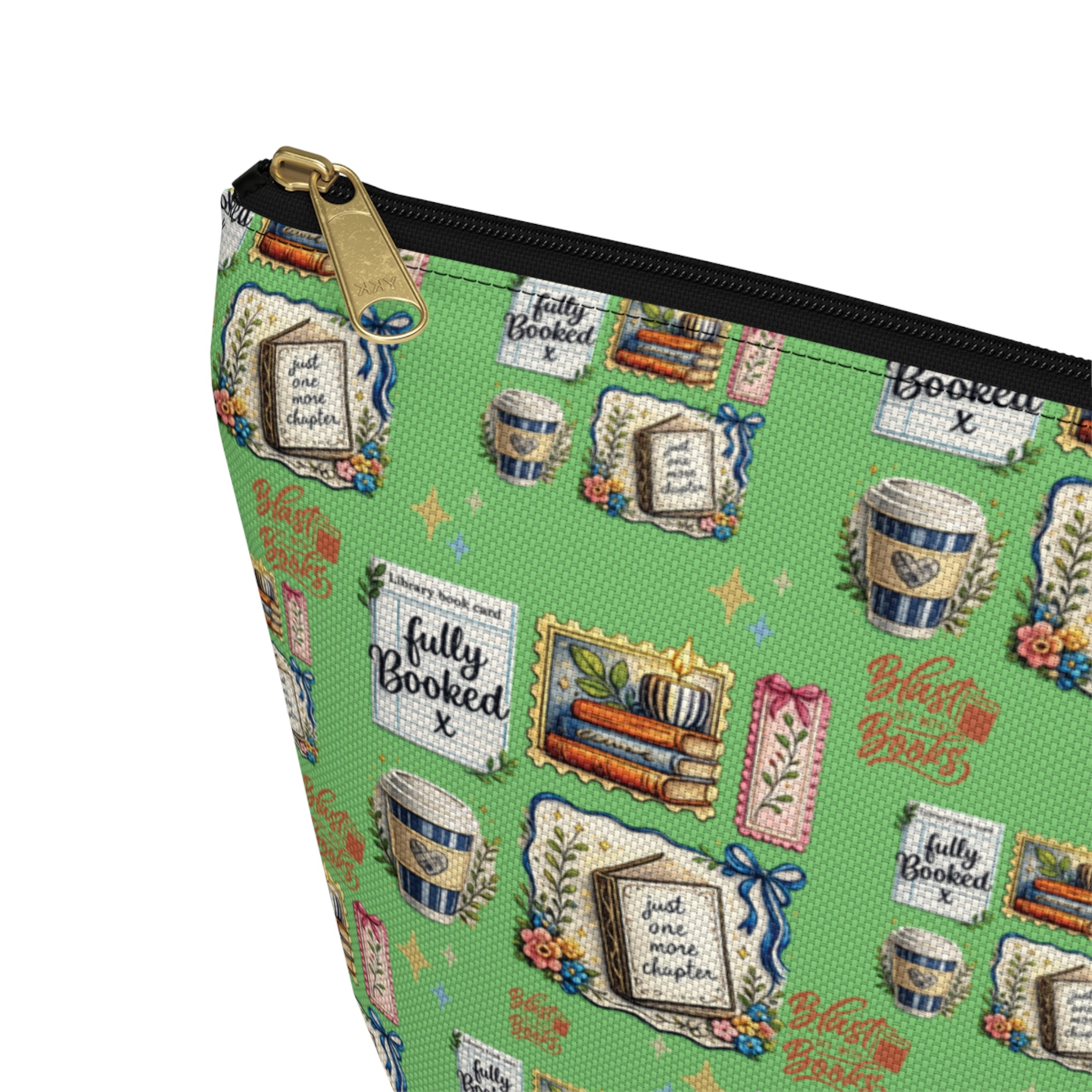 Booked and Coffee Accessory Pouch — T‑Bottom Booklover Zipper Pouch Makeup