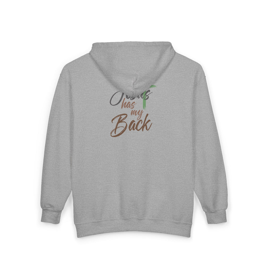 Faith-Inspired Full Zip Hoodie - "Jesus Has My Back"