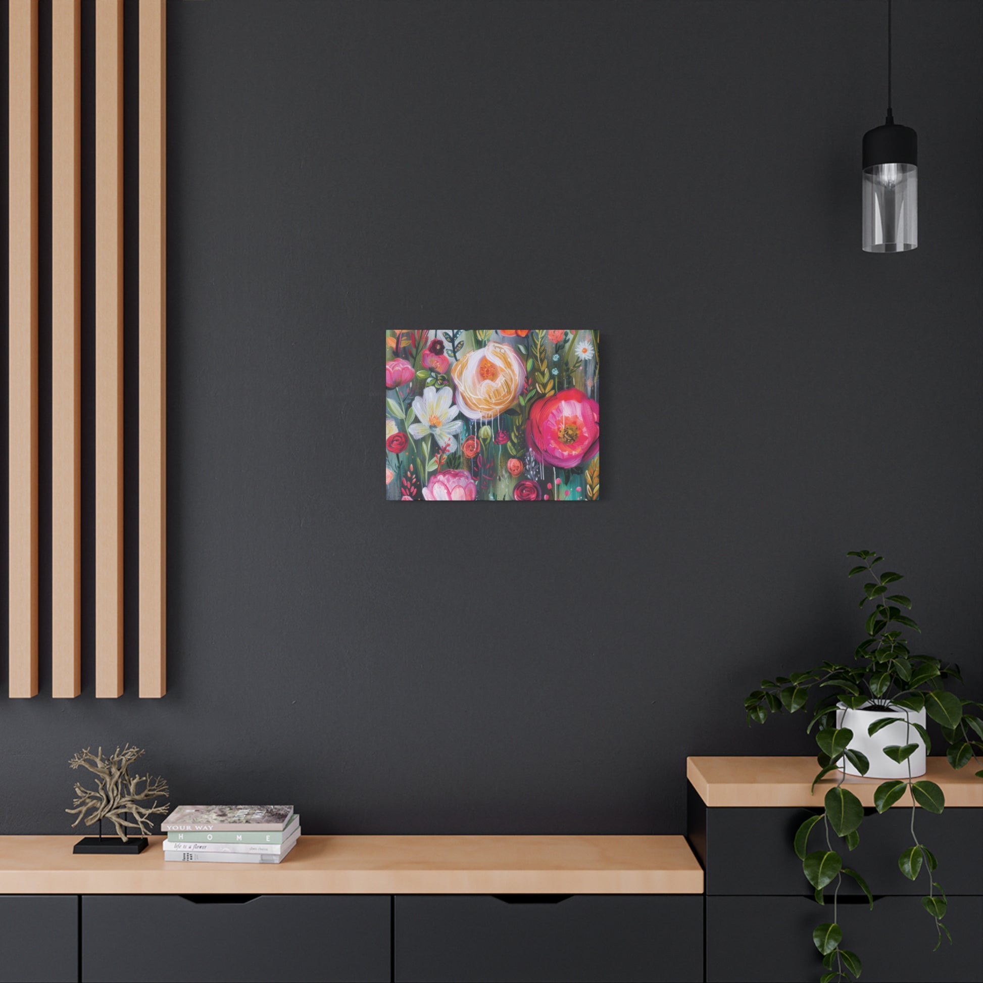 Watercolor Boho Floral Wall Art Matte Canvas Stretched, Vibrant Botanical Design, Perfect for Living Room, Bedroom, or Office Decor, Adds a Stylish Touch to Any Space - MRSBYVALLE