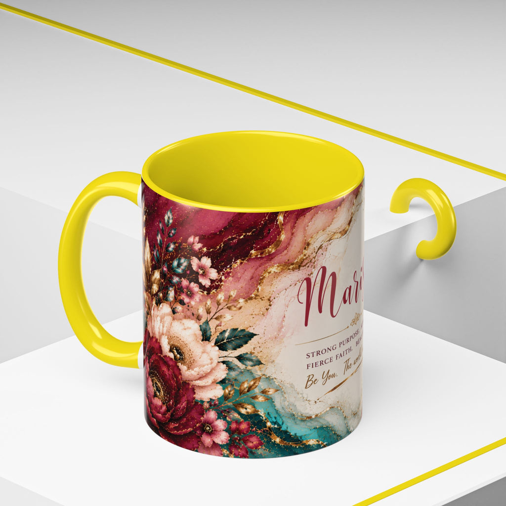 Personalized Name Mug for Women, Inspirational Color Handle Coffee Mug, 11 oz or 15 oz Gift for Her