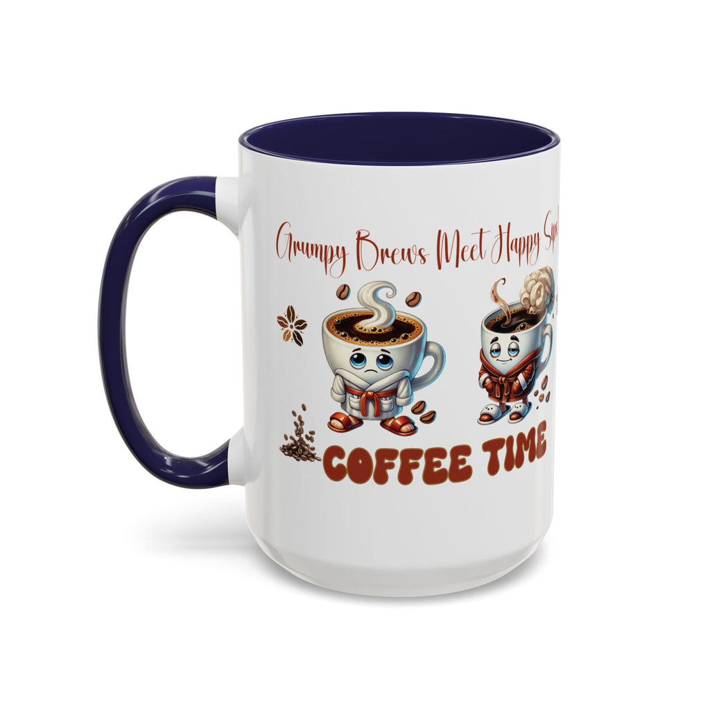 Grumpy Brews Meet Happy Sips Ceramic Mug - Funny Coffee Cup, Cute Tea Mug, Sarcastic Drinkware, Unique Gift, Kitchen Decor Accent Coffee Mug (11, 15oz) - MRSBYVALLE